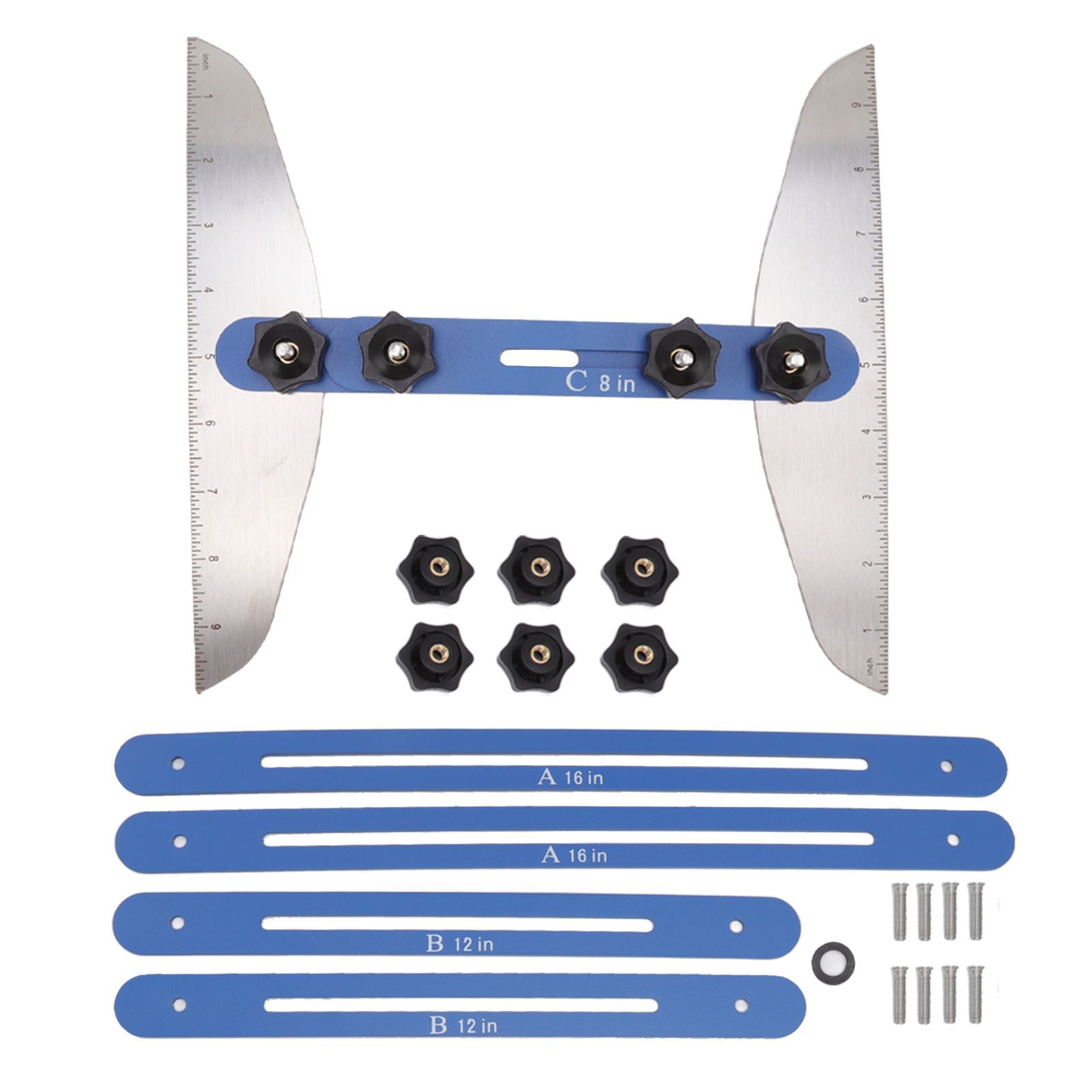 Stair Treads Gauge Stainless Steel 8in 12in 16in Corrosion Resistant High Accuracy Easy Operation Stair Measuring Tool Blue Set - Image 1