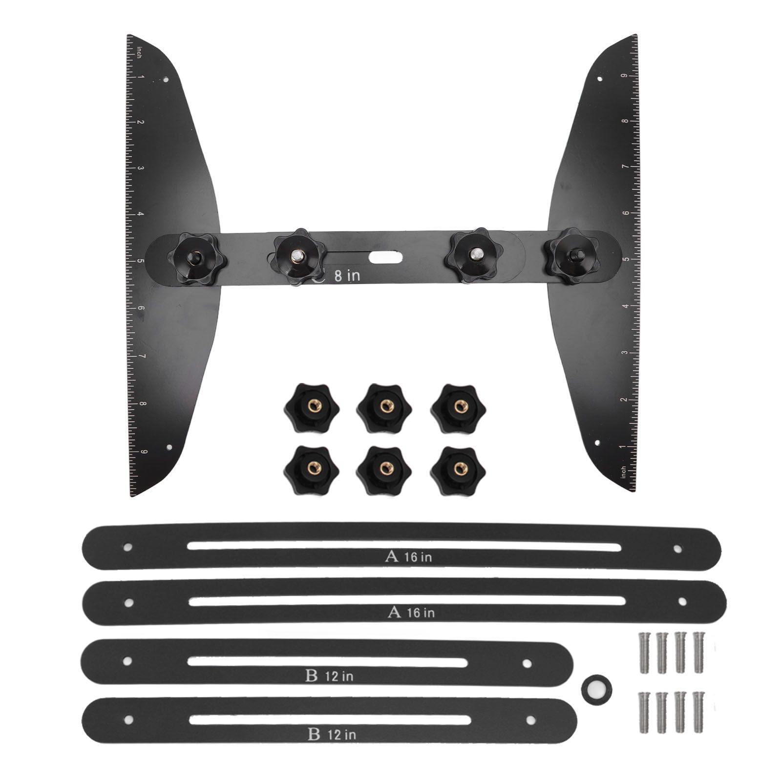 Stair Treads Gauge Stainless Steel 8in 12in 16in Corrosion Resistant High Accuracy Easy Operation Stair Measuring Tool Black Set - Image 1