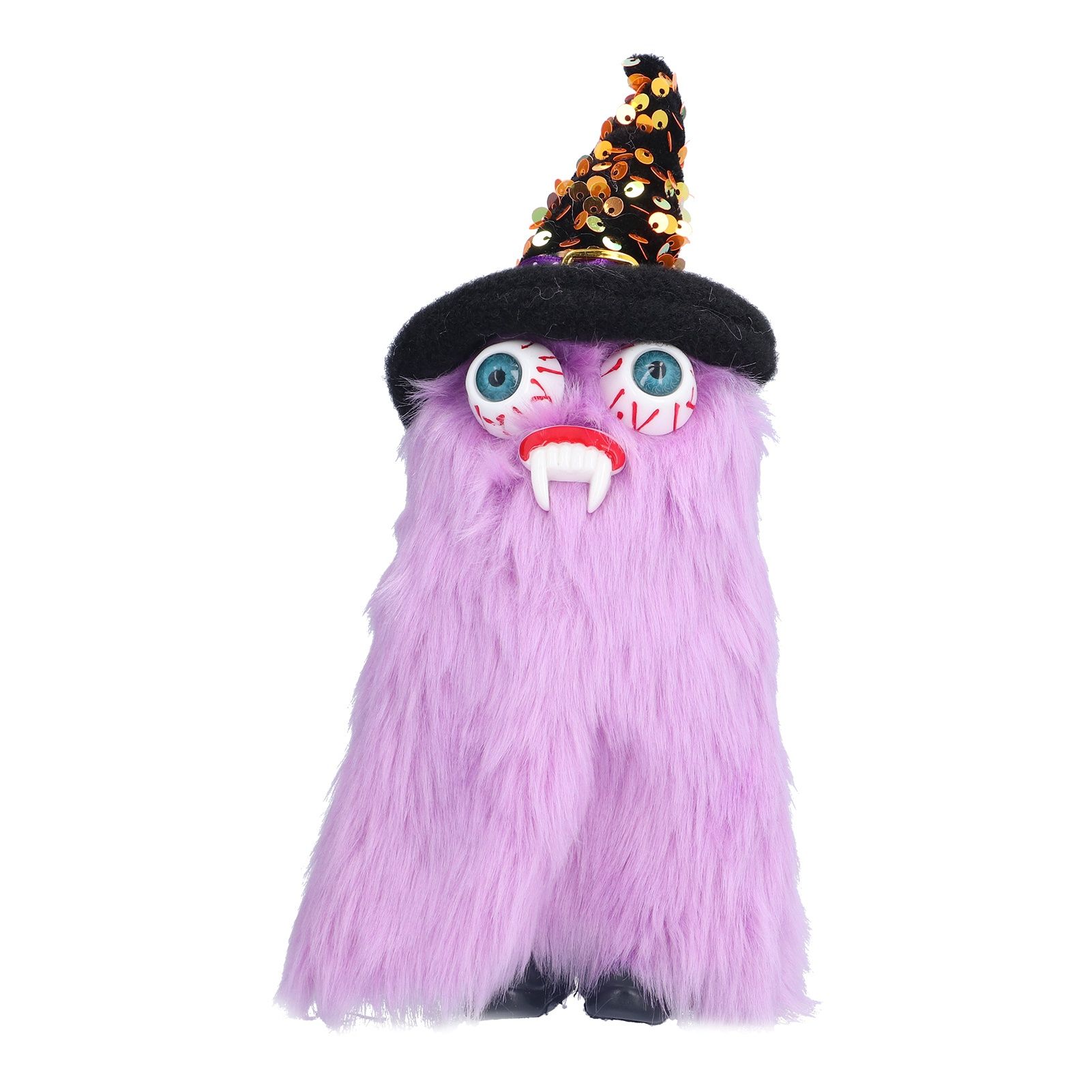 Halloween Dolls Ornament Halloween Plush Gnome with Witch Hat and Vampires Tooth for Halloween DecorationsPurple - Image 1