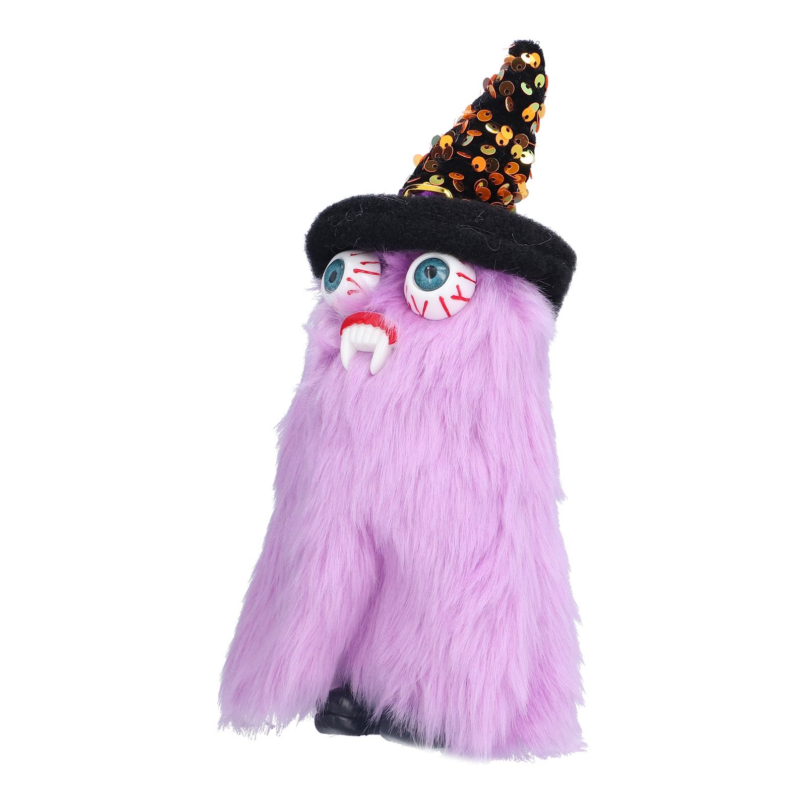 Halloween Dolls Ornament Halloween Plush Gnome with Witch Hat and Vampires Tooth for Halloween DecorationsPurple - Image 2