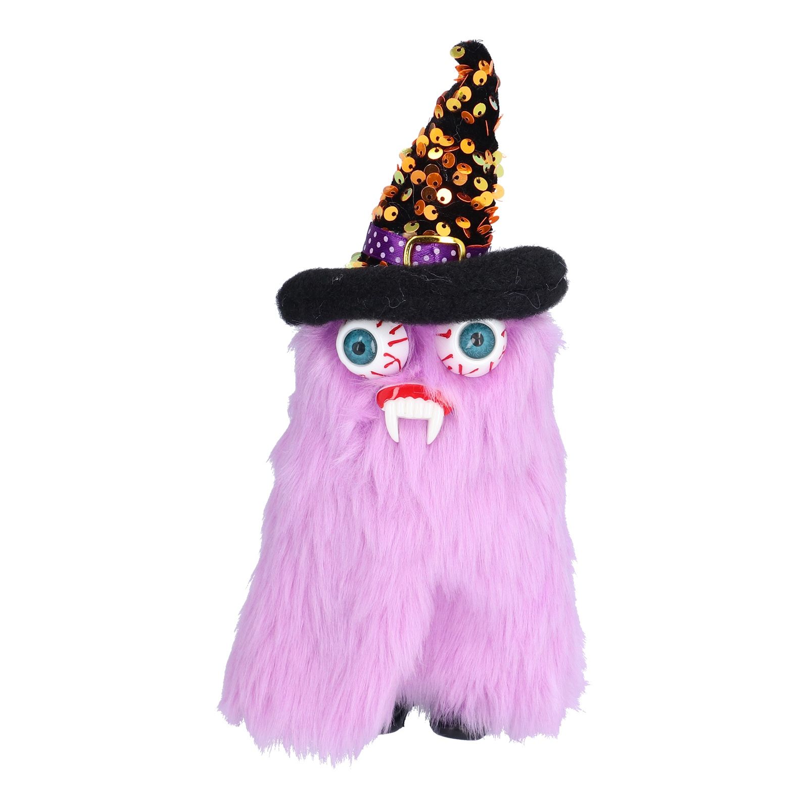 Halloween Dolls Ornament Halloween Plush Gnome with Witch Hat and Vampires Tooth for Halloween DecorationsPurple - Image 4