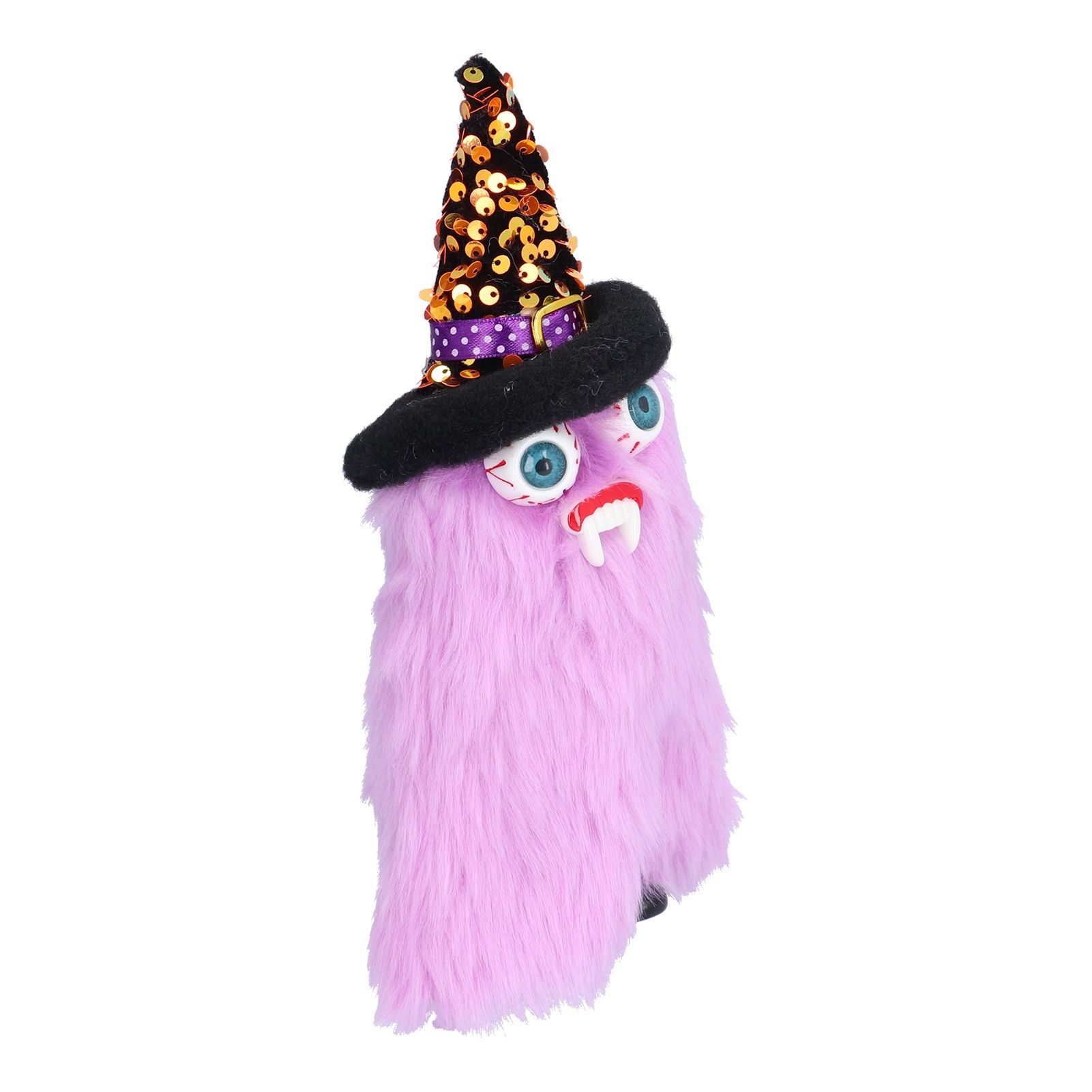 Halloween Dolls Ornament Halloween Plush Gnome with Witch Hat and Vampires Tooth for Halloween DecorationsPurple - Image 5