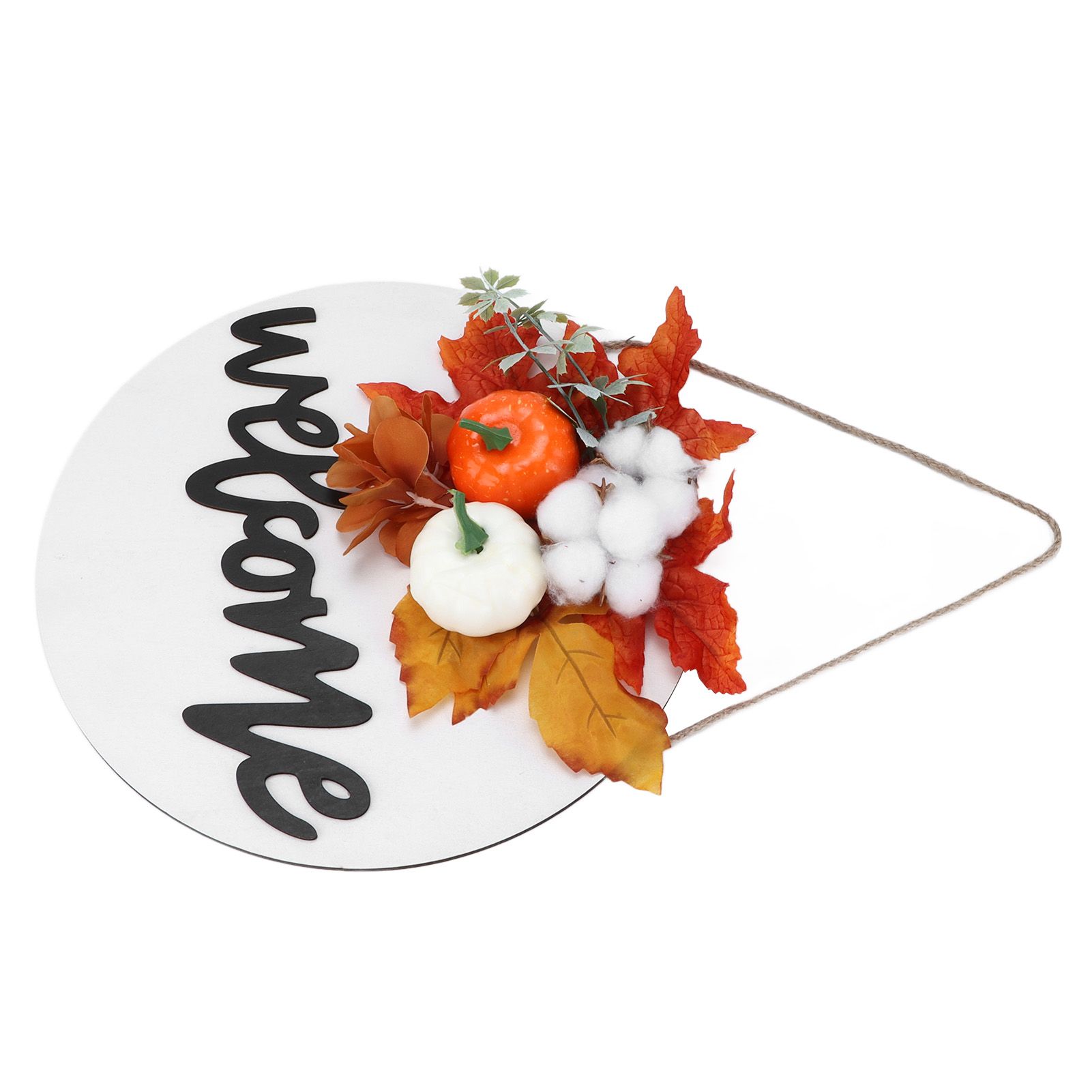 Round Wood Door Sign Farmhouse Front Door Hanging Welcome Sign Decors for Halloween ChristmasMaple Leaf Cotton - Image 5