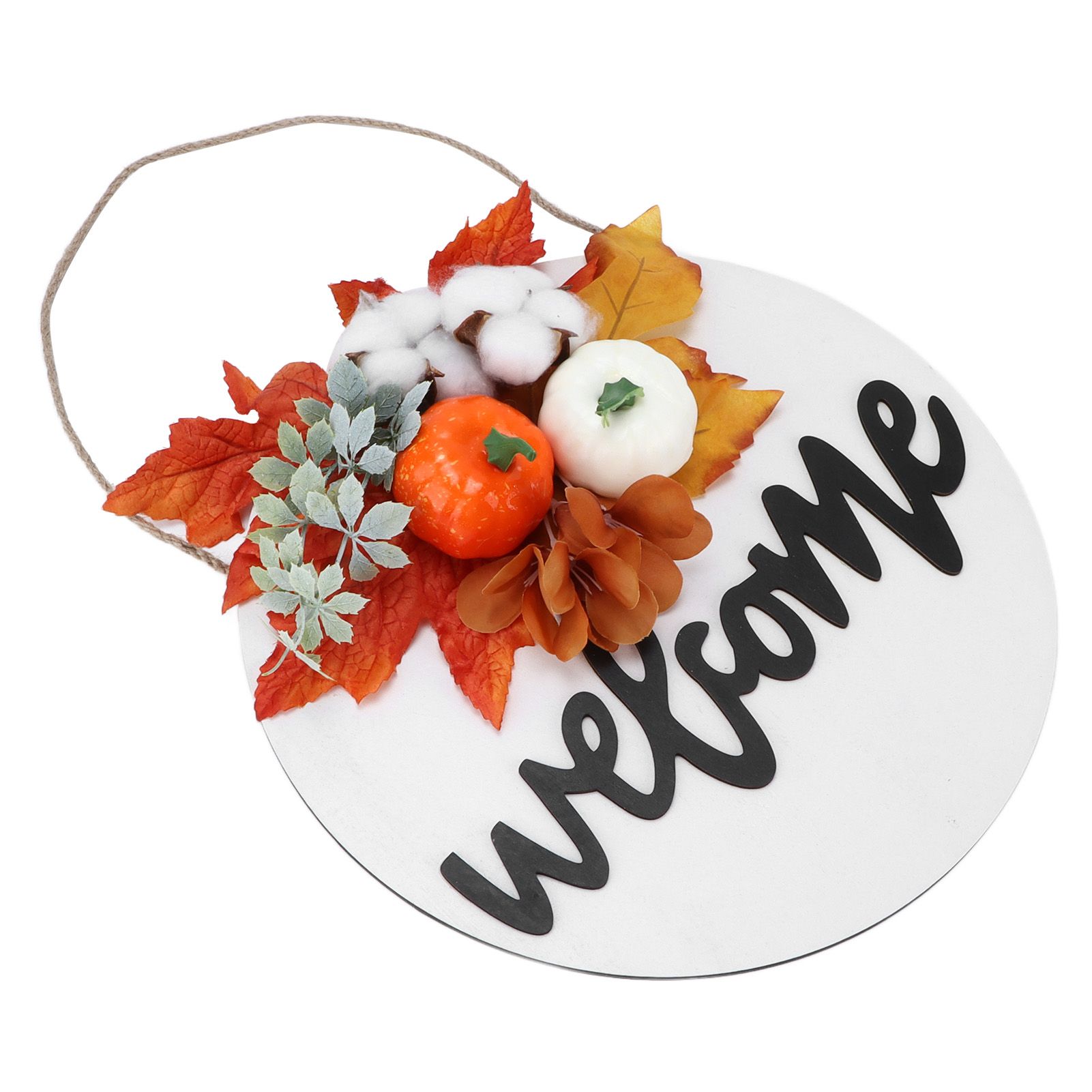 Round Wood Door Sign Farmhouse Front Door Hanging Welcome Sign Decors for Halloween ChristmasMaple Leaf Cotton - Image 7