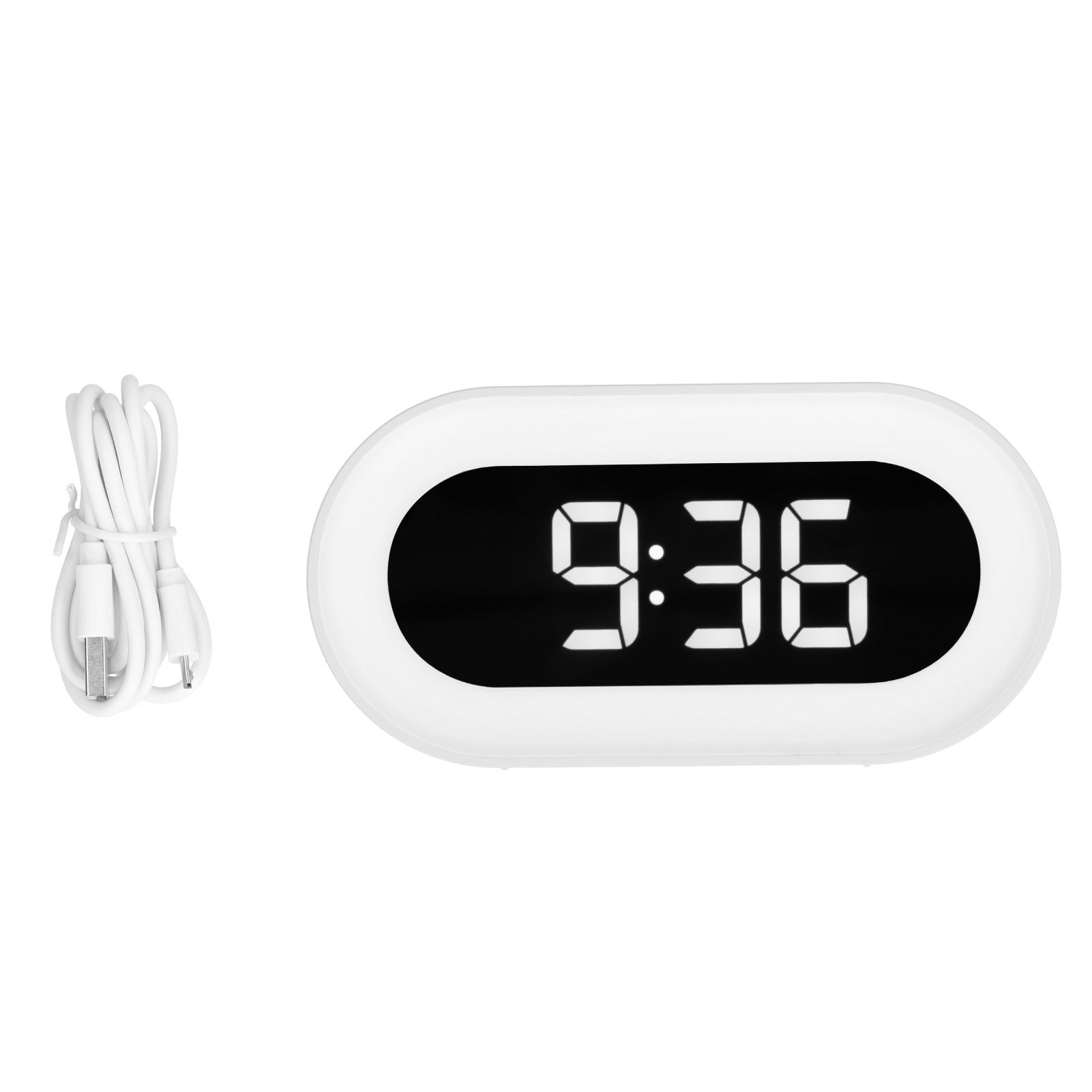 Night Light Alarm Clock LED Digital Display Music Alarm Clock Perpetual Calendar Clock with Memory FunctionWhite - Image 2