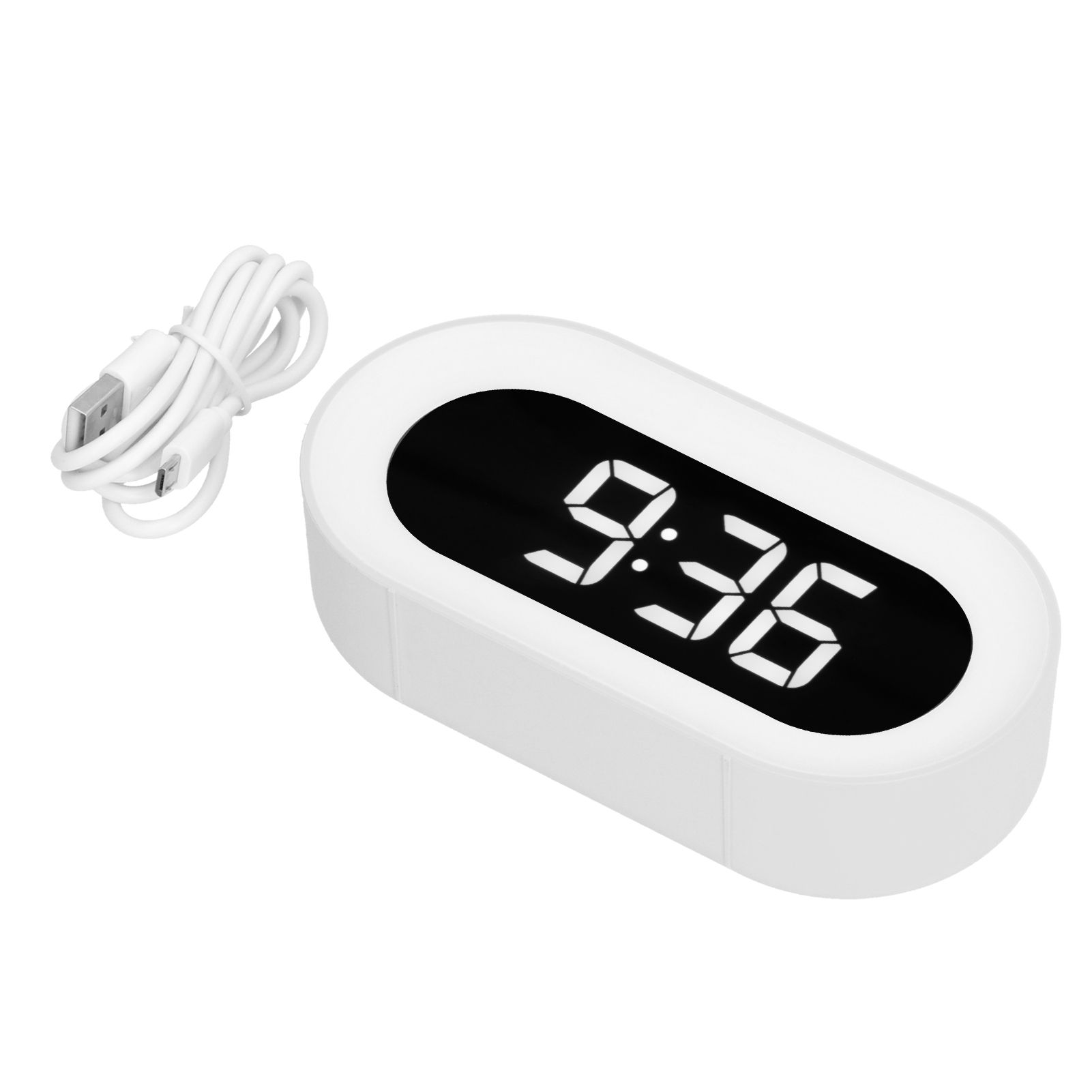 Night Light Alarm Clock LED Digital Display Music Alarm Clock Perpetual Calendar Clock with Memory FunctionWhite - Image 3