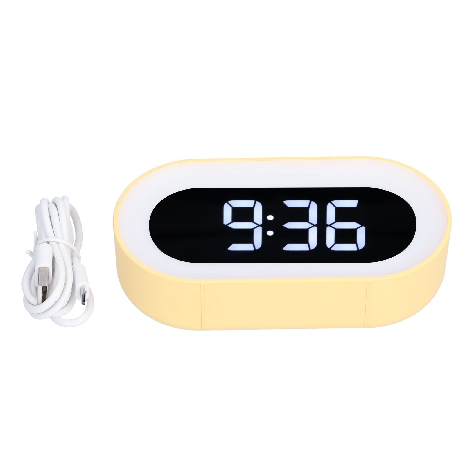 Night Light Alarm Clock LED Digital Display Music Alarm Clock Perpetual Calendar Clock with Memory FunctionYellow - Image 1