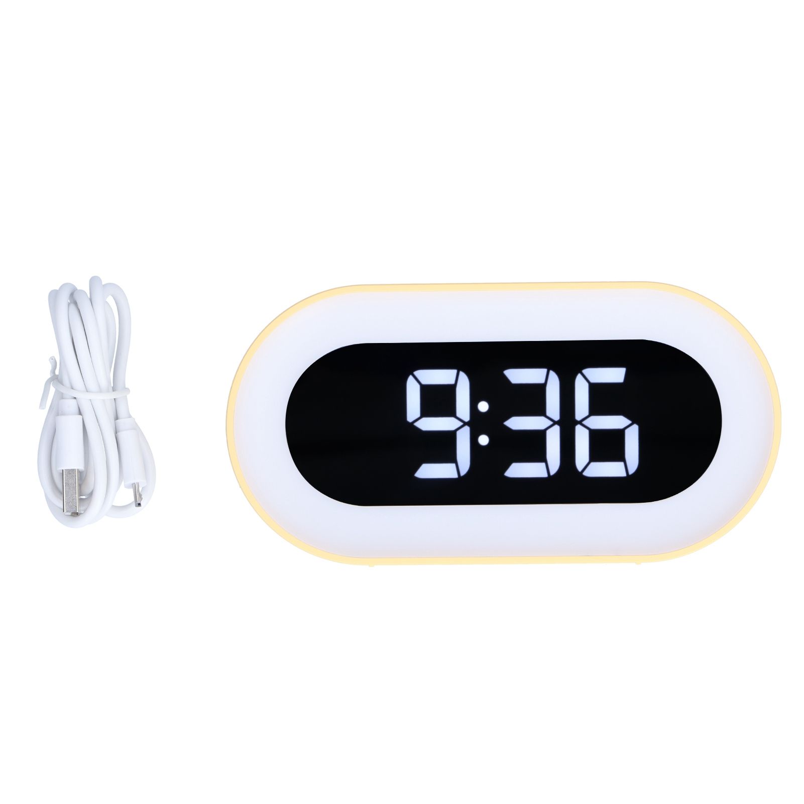 Night Light Alarm Clock LED Digital Display Music Alarm Clock Perpetual Calendar Clock with Memory FunctionYellow - Image 2