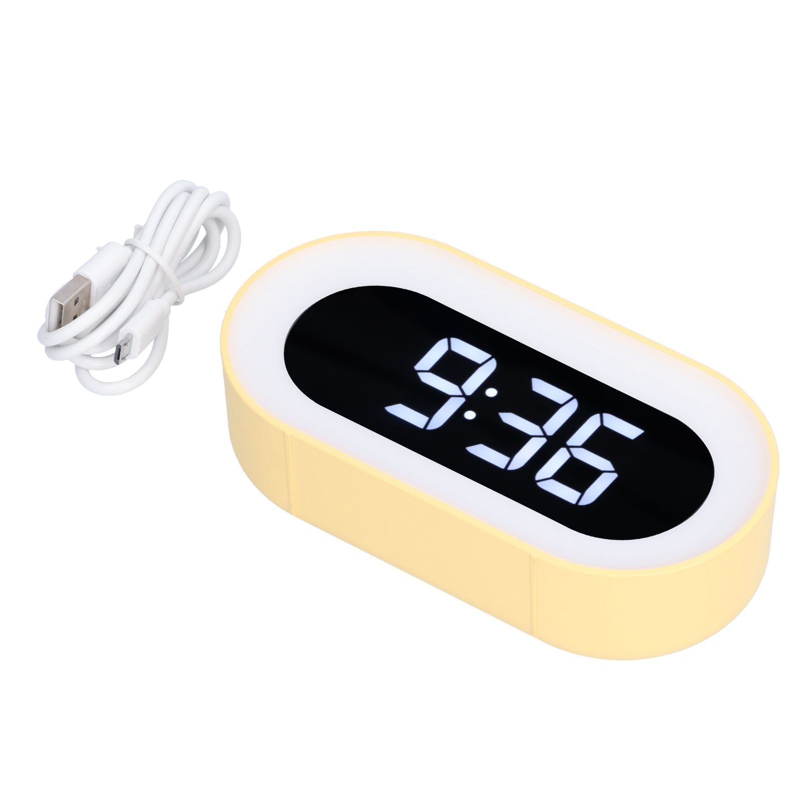 Night Light Alarm Clock LED Digital Display Music Alarm Clock Perpetual Calendar Clock with Memory FunctionYellow - Image 3