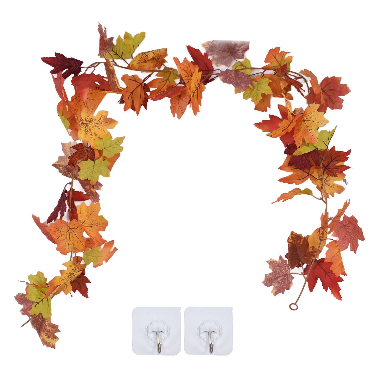 Decorative Artificial Maple Garland Fall Leaf Garland Decoration Thanksgiving Halloween Fake Maple VineTwo Leaf Maple Leaf 7 Leaf Loop - Image 1