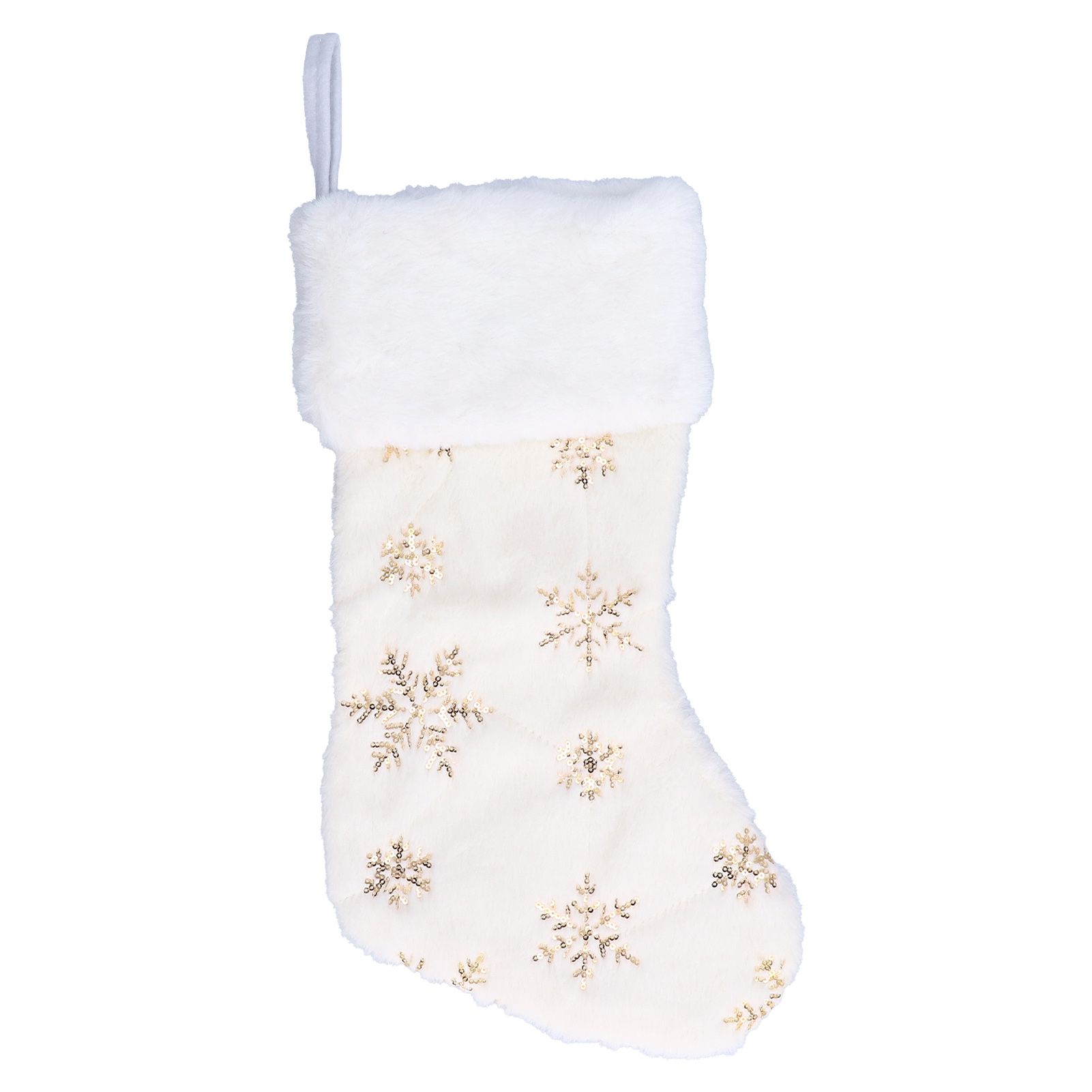 Polyester Christmas Stocking Pendant with Embroidery Snowflake Pattern Xmas Tree Decoration OrnamentGold - Image 1