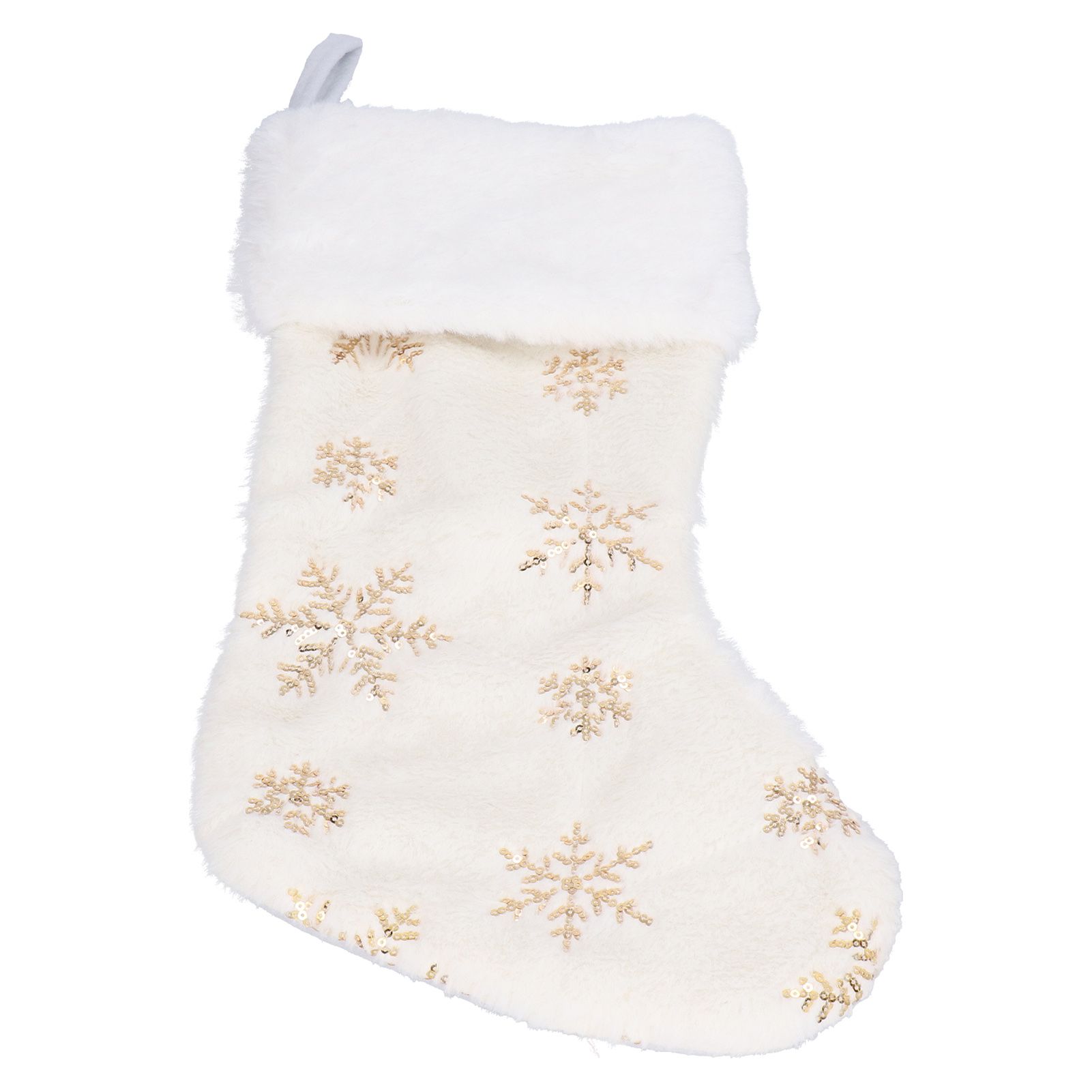 Polyester Christmas Stocking Pendant with Embroidery Snowflake Pattern Xmas Tree Decoration OrnamentGold - Image 2