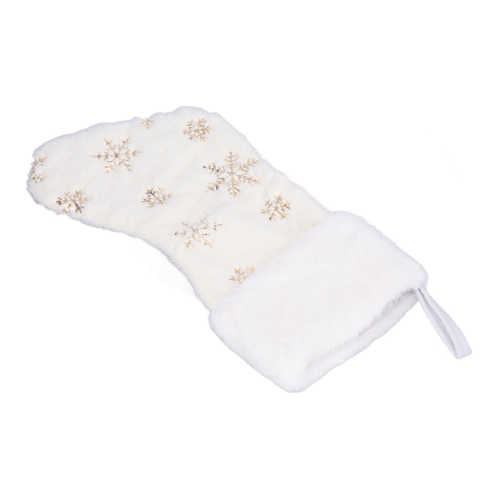 Polyester Christmas Stocking Pendant with Embroidery Snowflake Pattern Xmas Tree Decoration OrnamentGold - Image 3