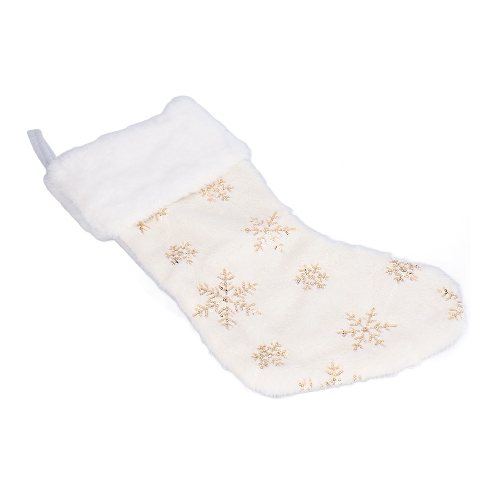 Polyester Christmas Stocking Pendant with Embroidery Snowflake Pattern Xmas Tree Decoration OrnamentGold - Image 4