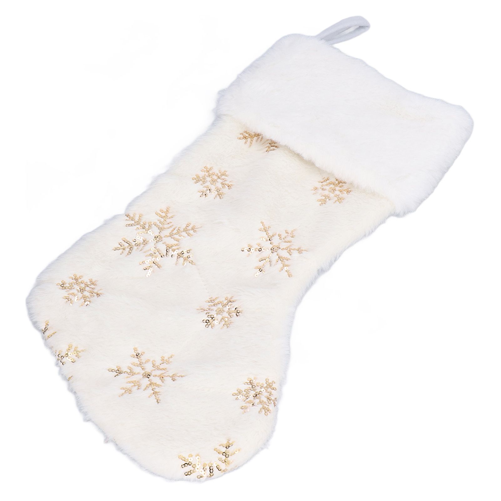 Polyester Christmas Stocking Pendant with Embroidery Snowflake Pattern Xmas Tree Decoration OrnamentGold - Image 5