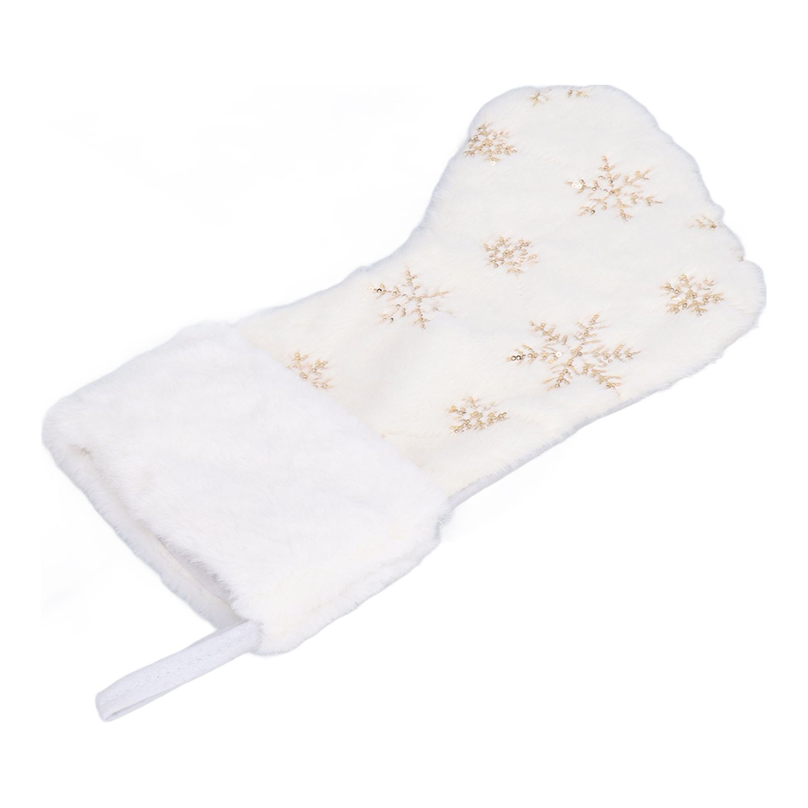 Polyester Christmas Stocking Pendant with Embroidery Snowflake Pattern Xmas Tree Decoration OrnamentGold - Image 6