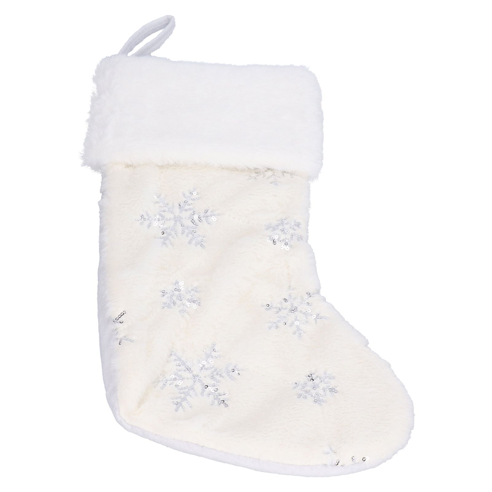 Polyester Christmas Stocking Pendant with Embroidery Snowflake Pattern Xmas Tree Decoration OrnamentSilver - Image 2
