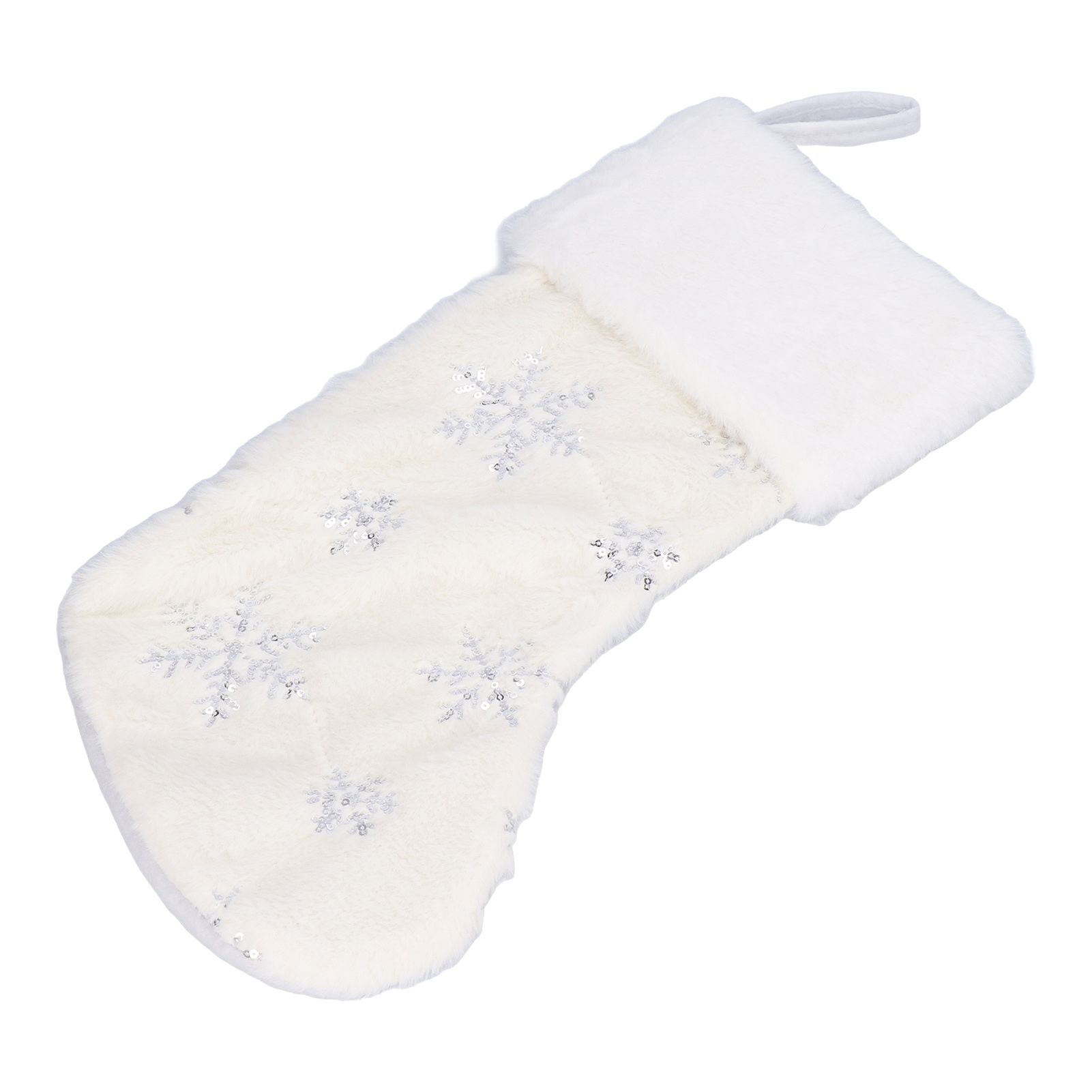 Polyester Christmas Stocking Pendant with Embroidery Snowflake Pattern Xmas Tree Decoration OrnamentSilver - Image 3