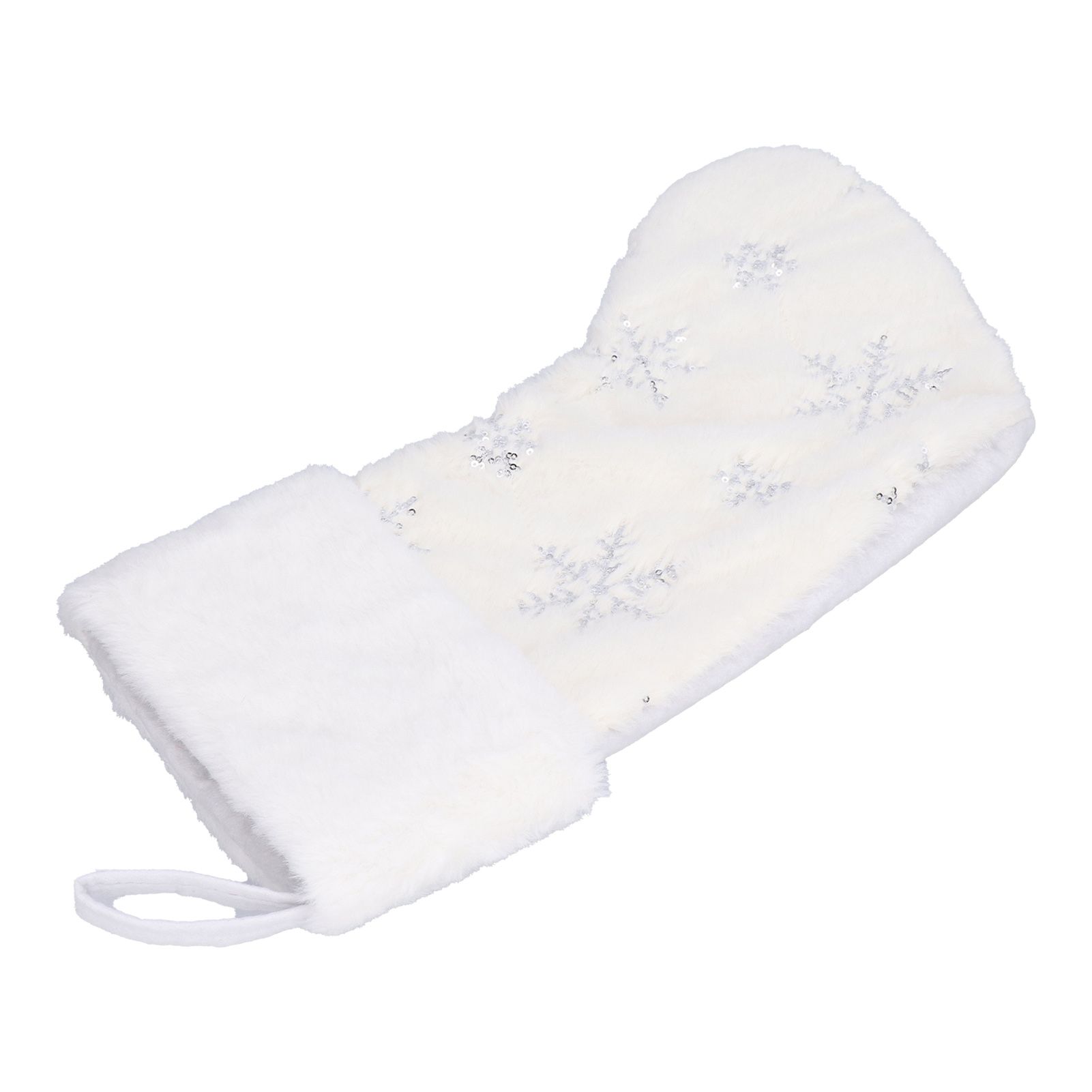Polyester Christmas Stocking Pendant with Embroidery Snowflake Pattern Xmas Tree Decoration OrnamentSilver - Image 4