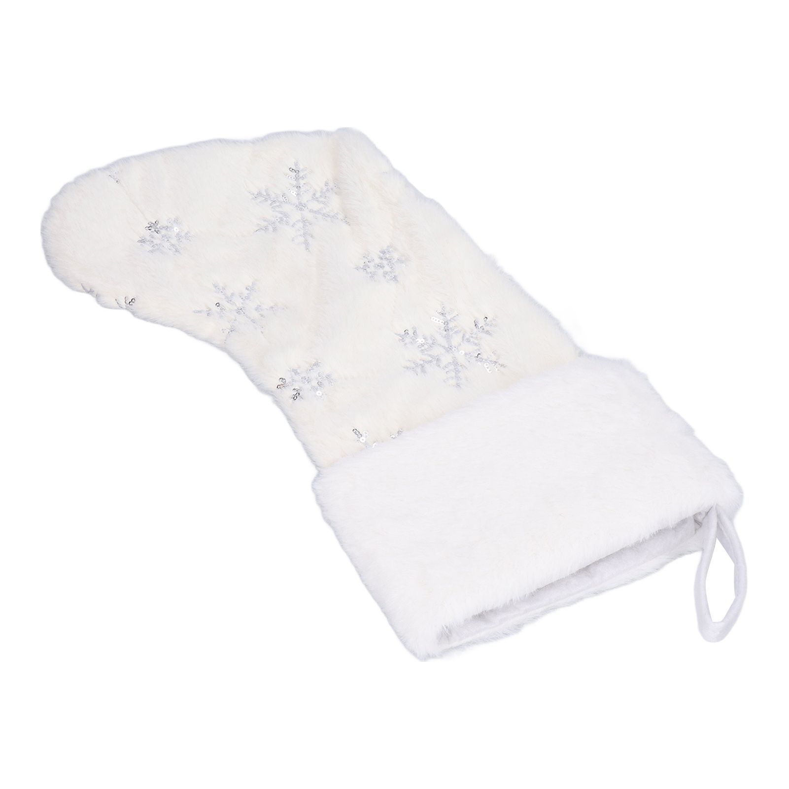 Polyester Christmas Stocking Pendant with Embroidery Snowflake Pattern Xmas Tree Decoration OrnamentSilver - Image 5