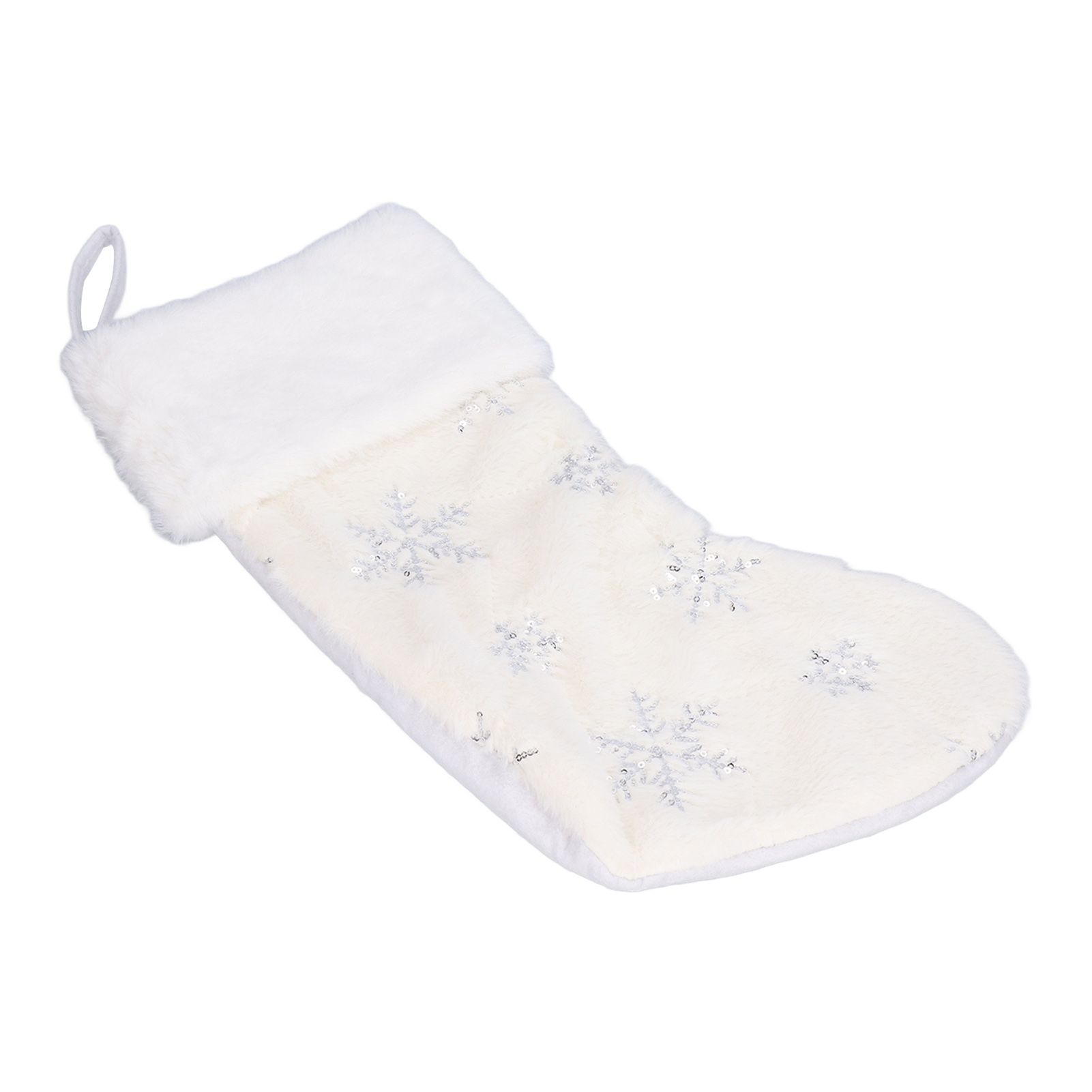 Polyester Christmas Stocking Pendant with Embroidery Snowflake Pattern Xmas Tree Decoration OrnamentSilver - Image 6