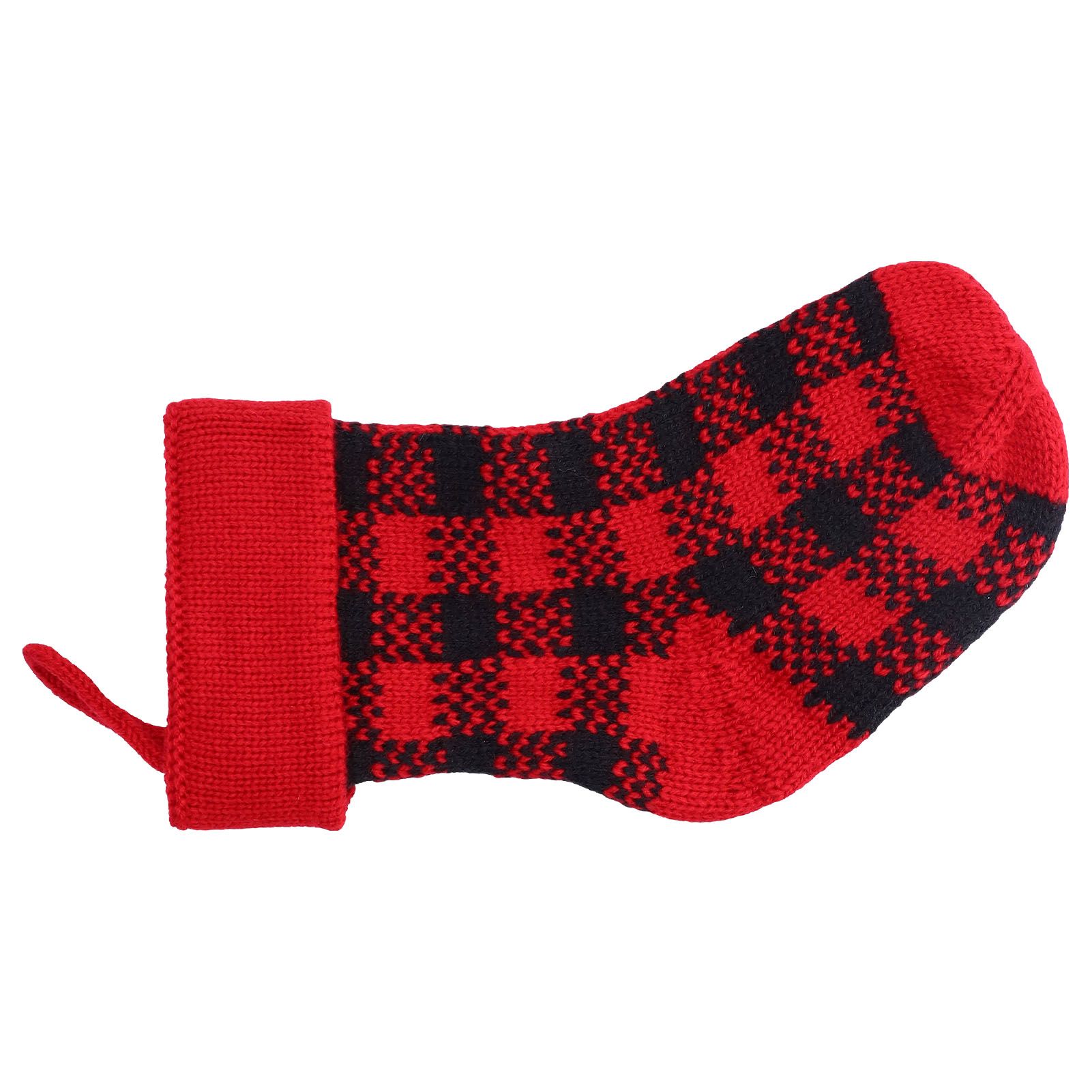 Mini Knitting Christmas Stocking Acrylic Fiber Xmas Tree Hanging Pendant Ornament Home Party Decoration(Red Black ) - Image 2