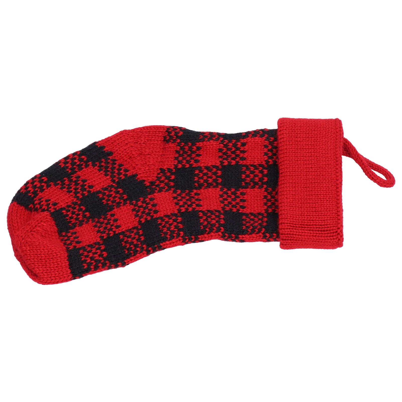 Mini Knitting Christmas Stocking Acrylic Fiber Xmas Tree Hanging Pendant Ornament Home Party Decoration(Red Black ) - Image 4