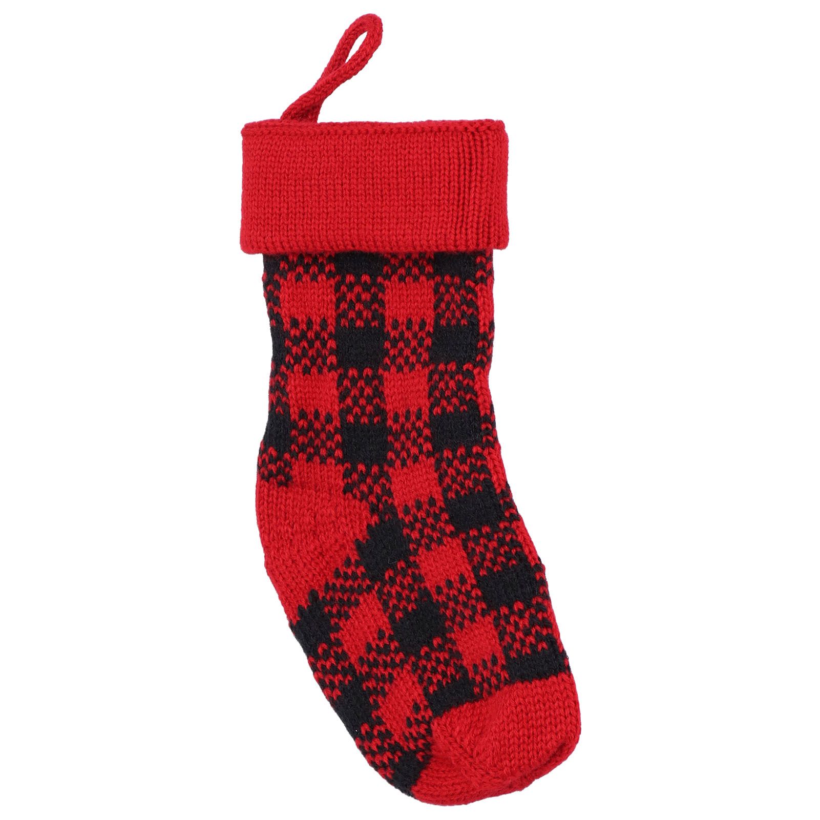 Mini Knitting Christmas Stocking Acrylic Fiber Xmas Tree Hanging Pendant Ornament Home Party Decoration(Red Black ) - Image 5