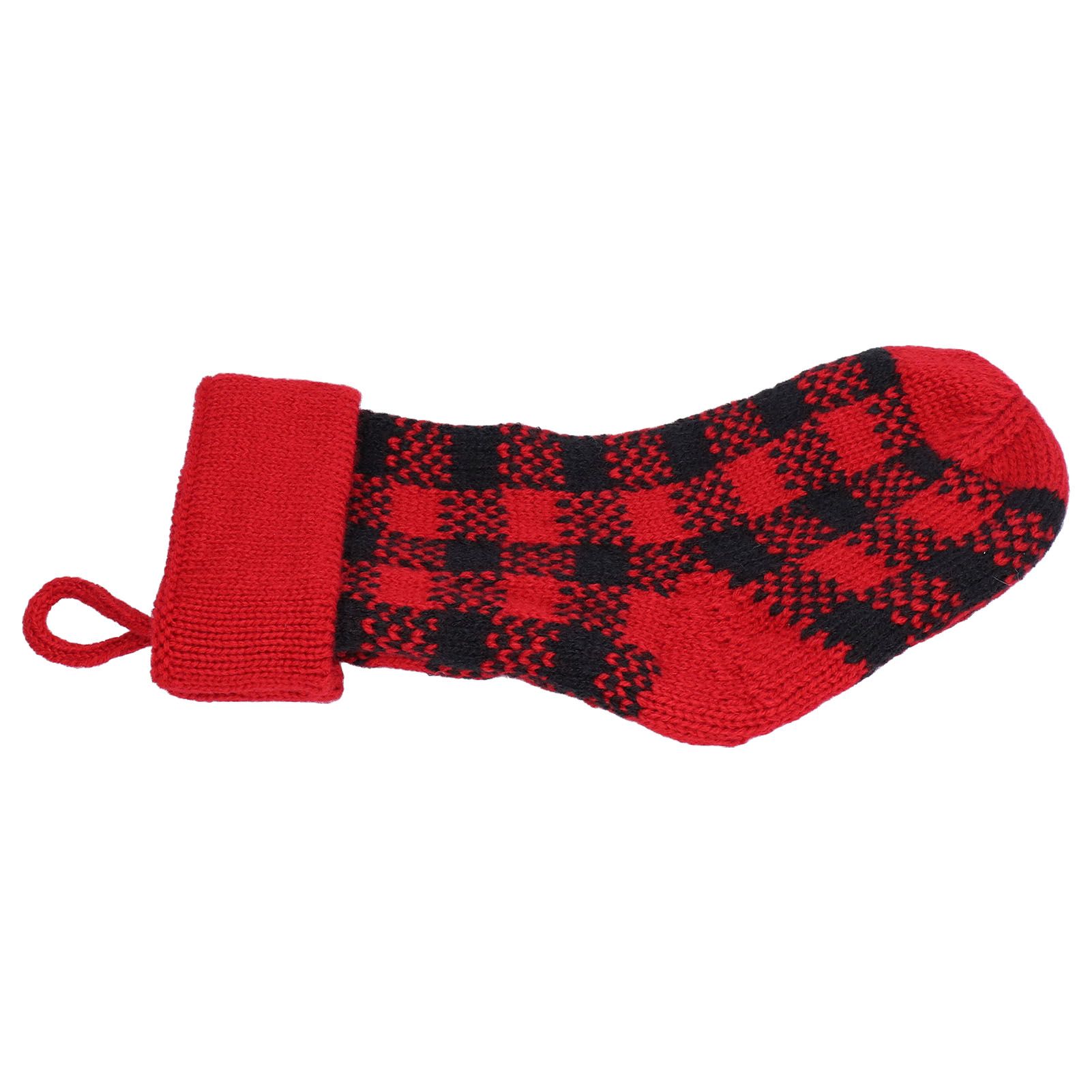 Mini Knitting Christmas Stocking Acrylic Fiber Xmas Tree Hanging Pendant Ornament Home Party Decoration(Red Black ) - Image 6