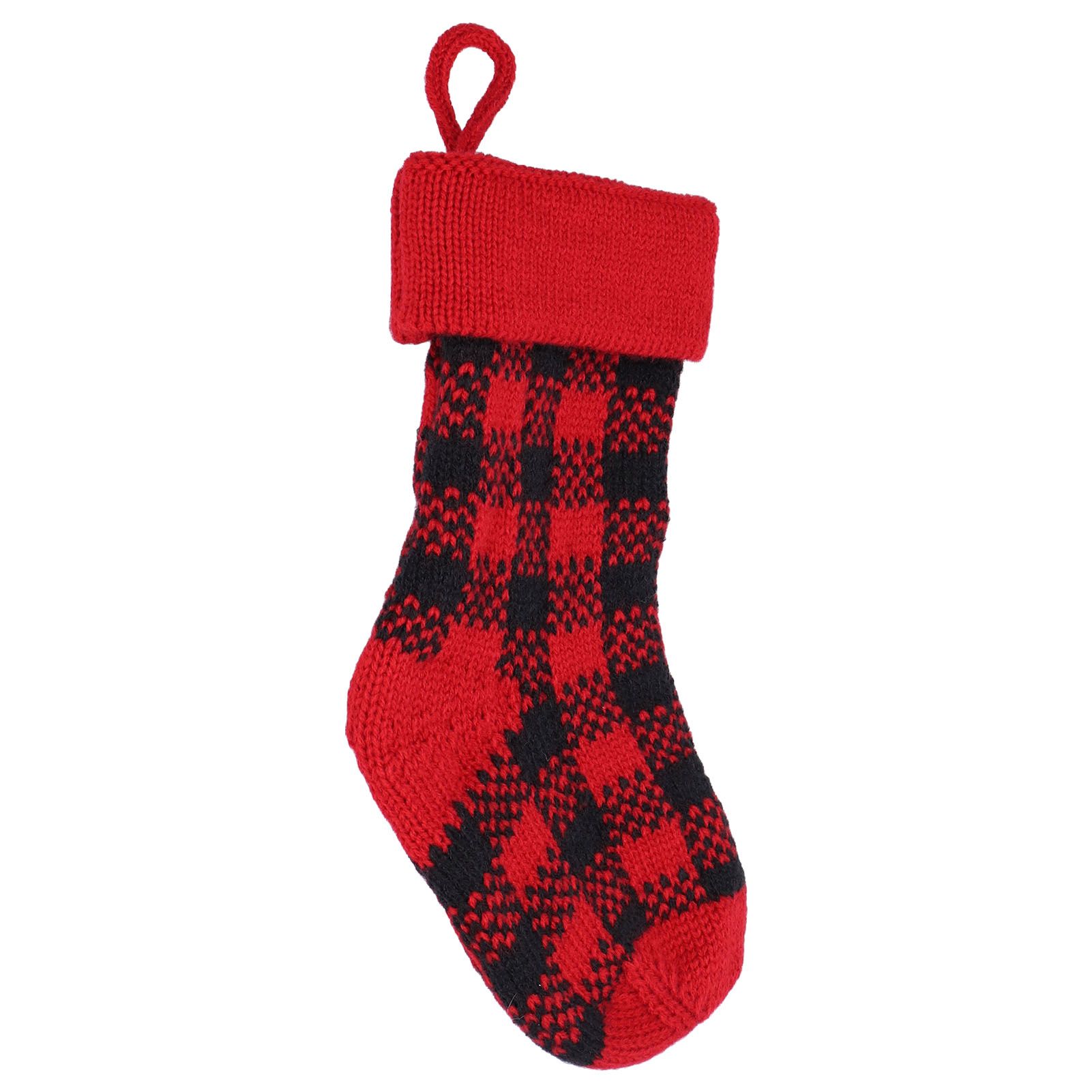 Mini Knitting Christmas Stocking Acrylic Fiber Xmas Tree Hanging Pendant Ornament Home Party Decoration(Red Black ) - Image 7