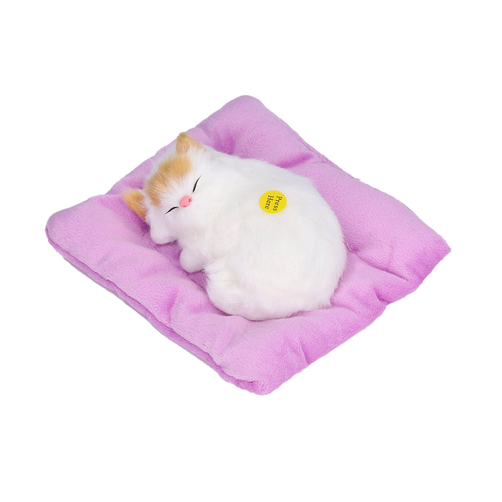 Fake Cats Sleeping Kitten Doll Toy Simulation Sleeping Cat On Pad Interactive Pet Toy with Sound Active CarbonYellow Ear Cat Shape - Image 1