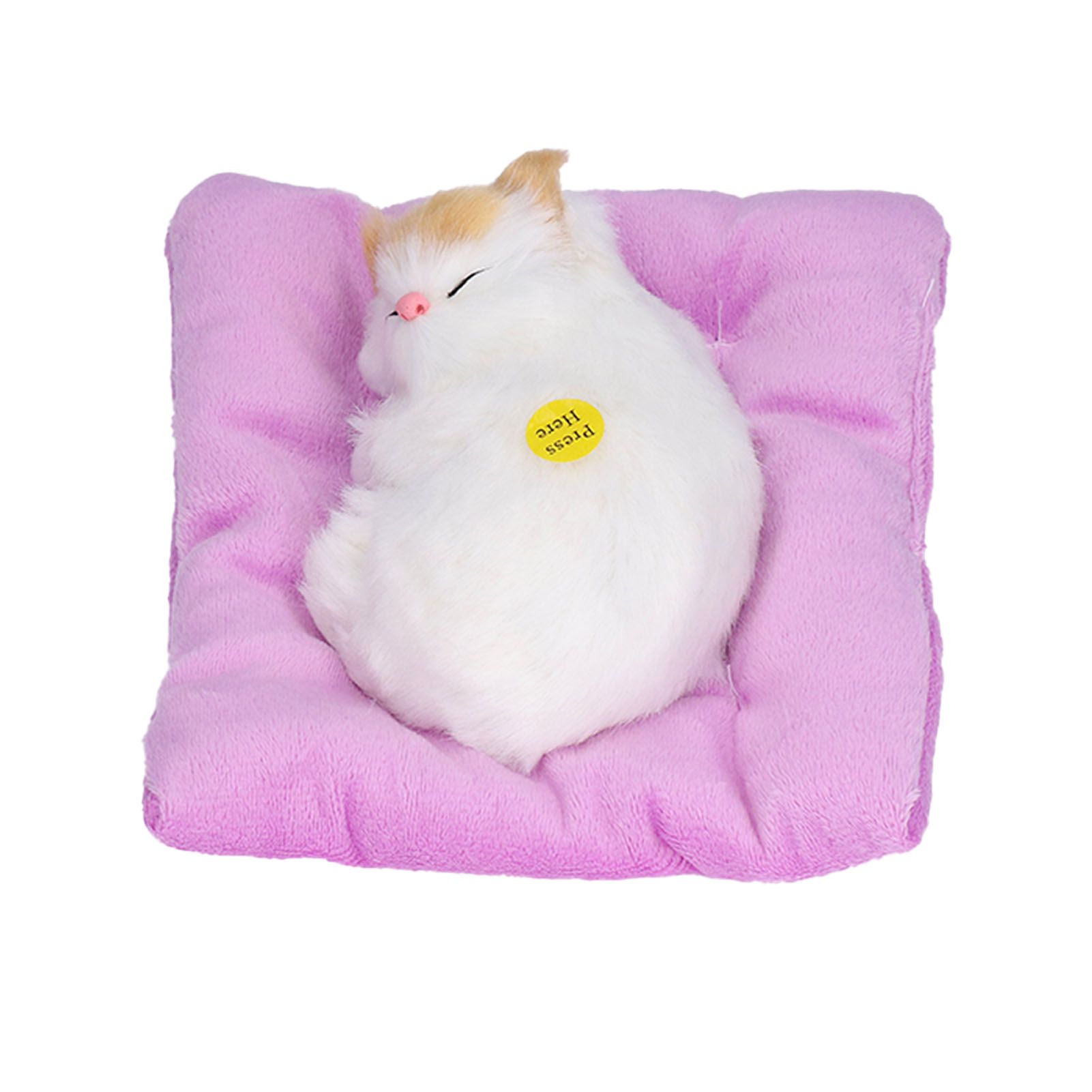 Fake Cats Sleeping Kitten Doll Toy Simulation Sleeping Cat On Pad Interactive Pet Toy with Sound Active CarbonYellow Ear Cat Shape - Image 2