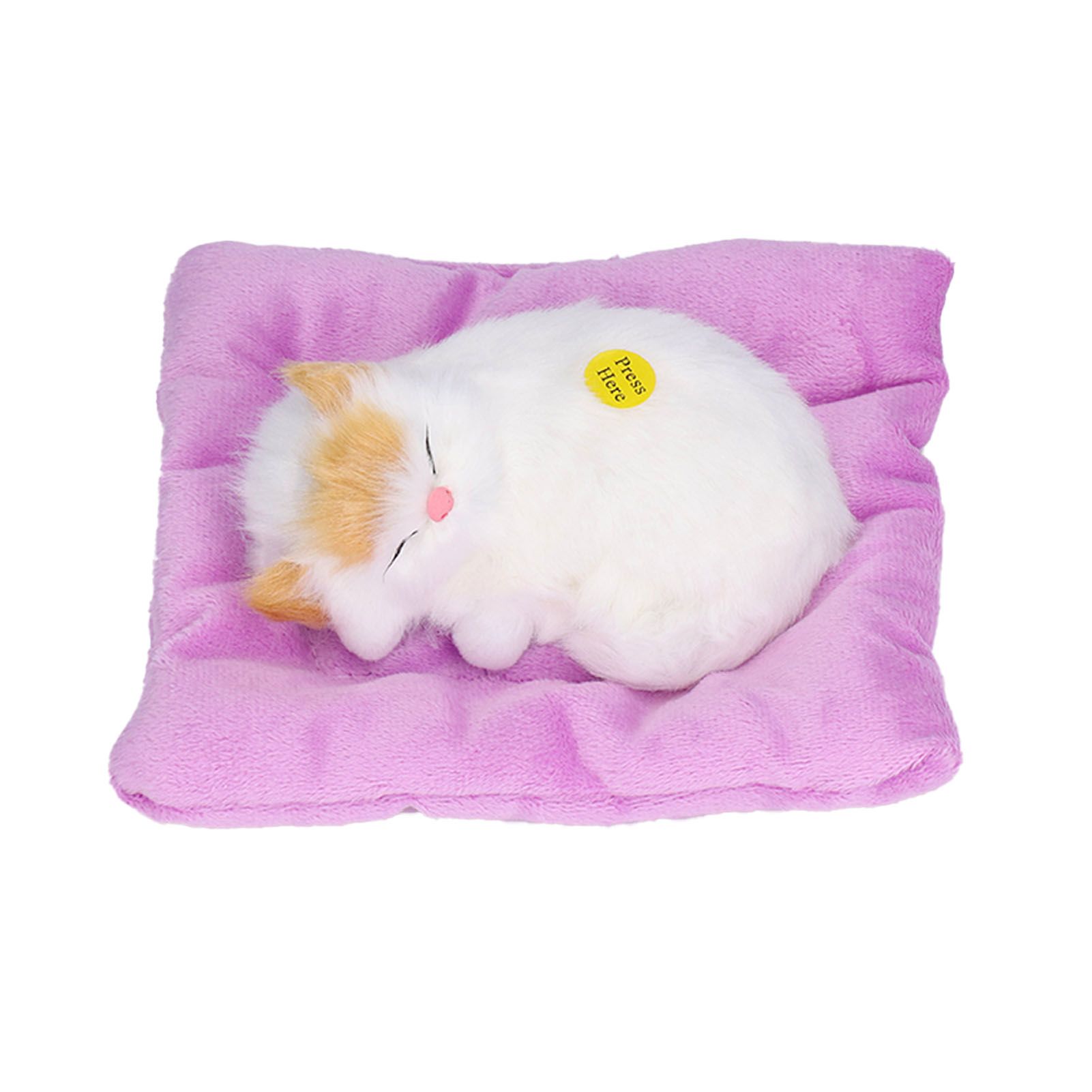 Fake Cats Sleeping Kitten Doll Toy Simulation Sleeping Cat On Pad Interactive Pet Toy with Sound Active CarbonYellow Ear Cat Shape - Image 3