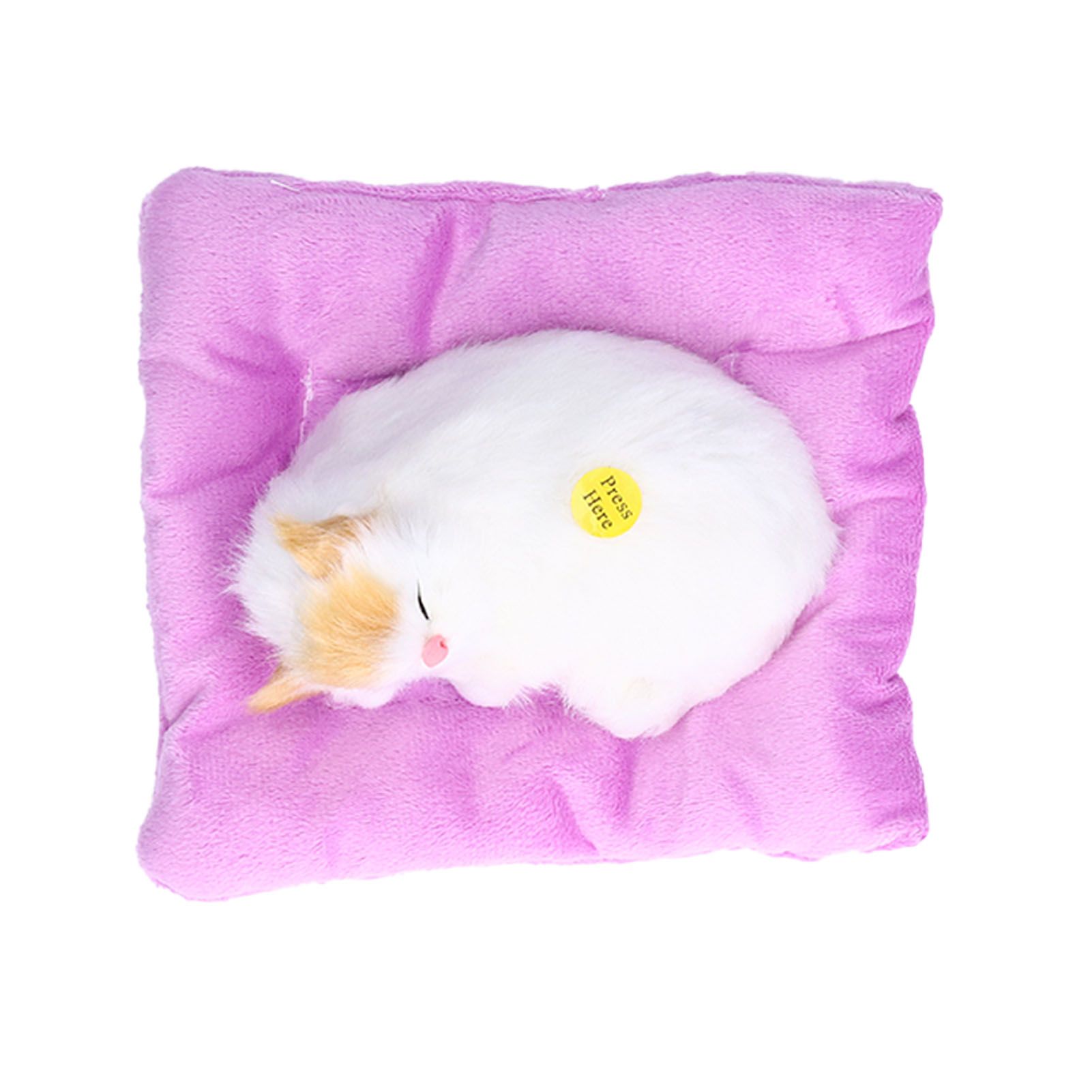 Fake Cats Sleeping Kitten Doll Toy Simulation Sleeping Cat On Pad Interactive Pet Toy with Sound Active CarbonYellow Ear Cat Shape - Image 4
