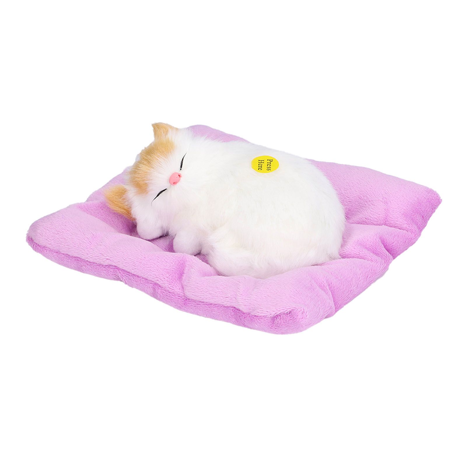 Fake Cats Sleeping Kitten Doll Toy Simulation Sleeping Cat On Pad Interactive Pet Toy with Sound Active CarbonYellow Ear Cat Shape - Image 7