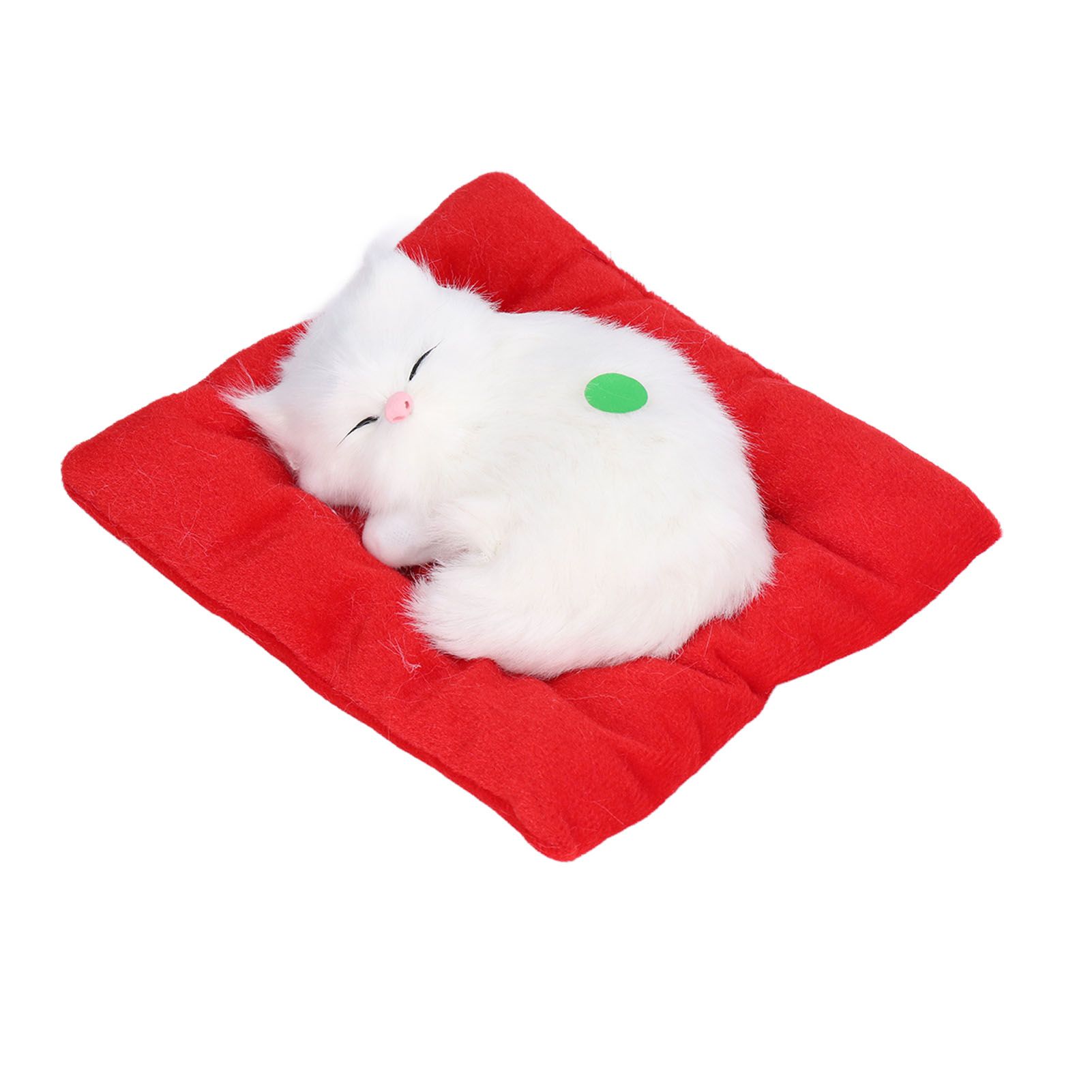 Fake Cats Sleeping Kitten Doll Toy Simulation Sleeping Cat On Pad Interactive Pet Toy with Sound Active CarbonAll White Cat Shape - Image 1
