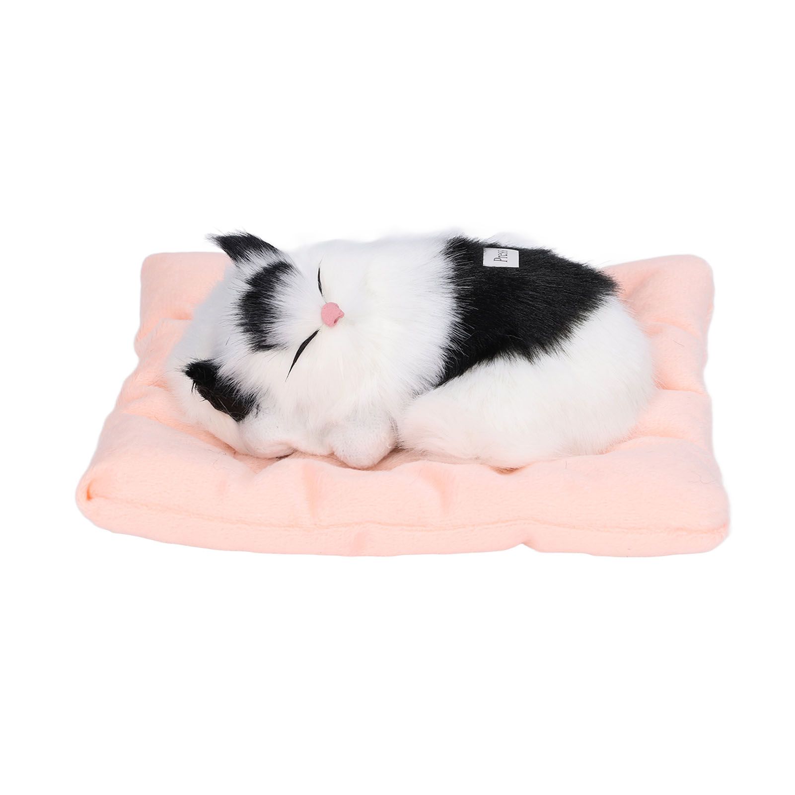 Fake Cats Sleeping Kitten Doll Toy Simulation Sleeping Cat On Pad Interactive Pet Toy with Sound Active CarbonBlack and White Cat Shape - Image 2