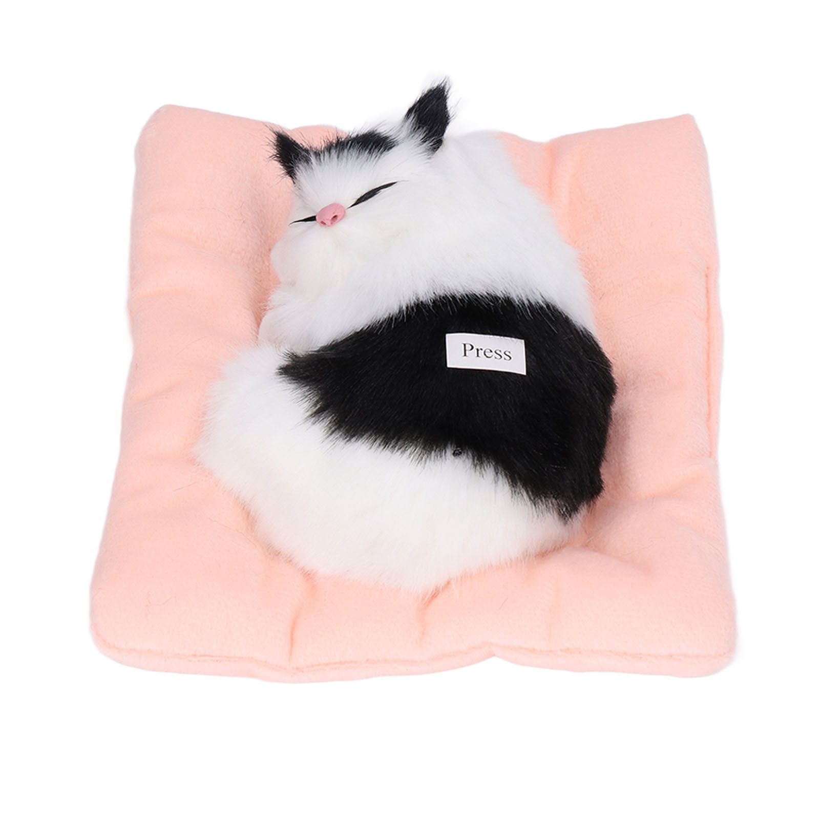 Fake Cats Sleeping Kitten Doll Toy Simulation Sleeping Cat On Pad Interactive Pet Toy with Sound Active CarbonBlack and White Cat Shape - Image 4
