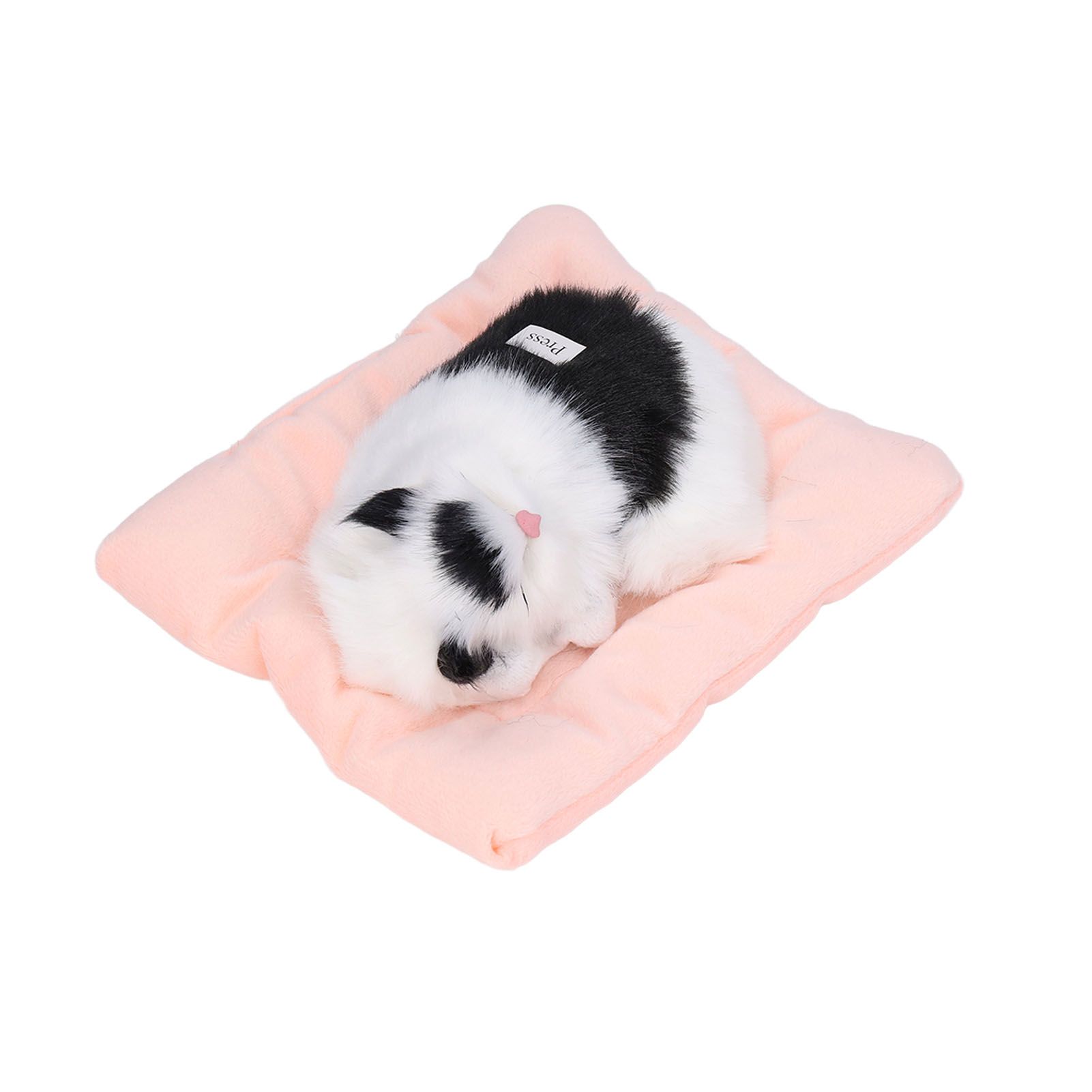 Fake Cats Sleeping Kitten Doll Toy Simulation Sleeping Cat On Pad Interactive Pet Toy with Sound Active CarbonBlack and White Cat Shape - Image 5