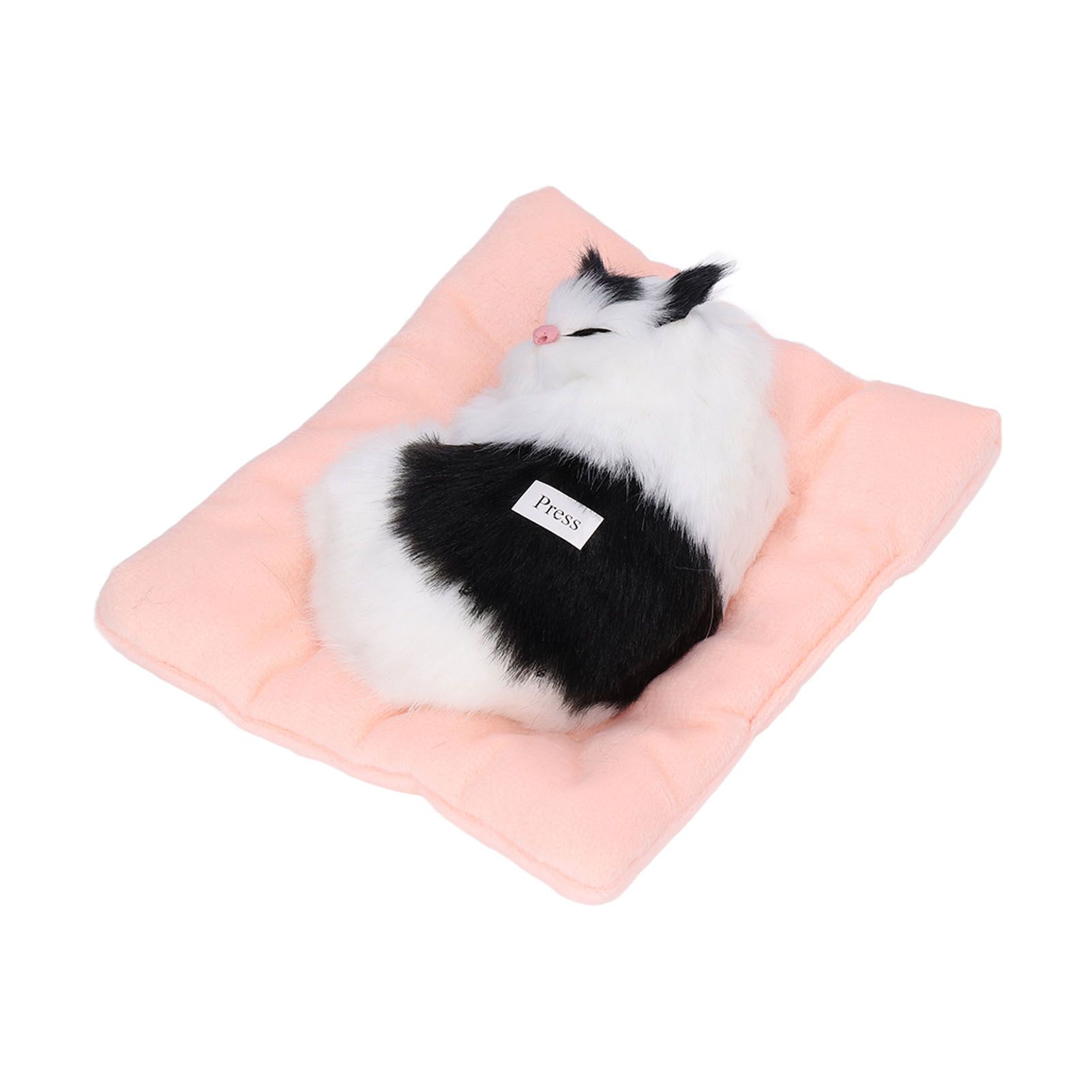 Fake Cats Sleeping Kitten Doll Toy Simulation Sleeping Cat On Pad Interactive Pet Toy with Sound Active CarbonBlack and White Cat Shape - Image 6