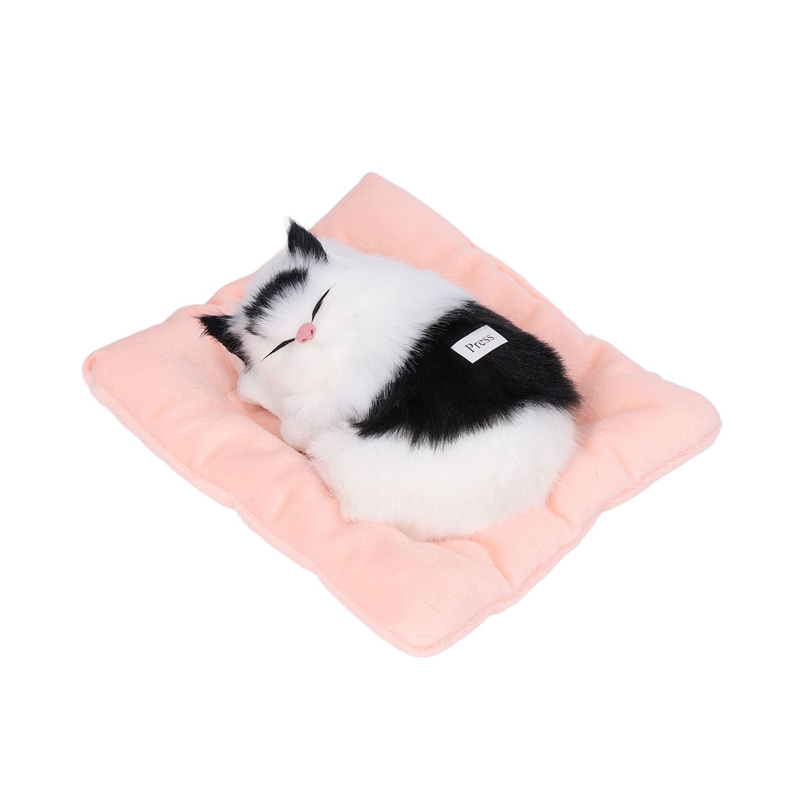 Fake Cats Sleeping Kitten Doll Toy Simulation Sleeping Cat On Pad Interactive Pet Toy with Sound Active CarbonBlack and White Cat Shape - Image 7