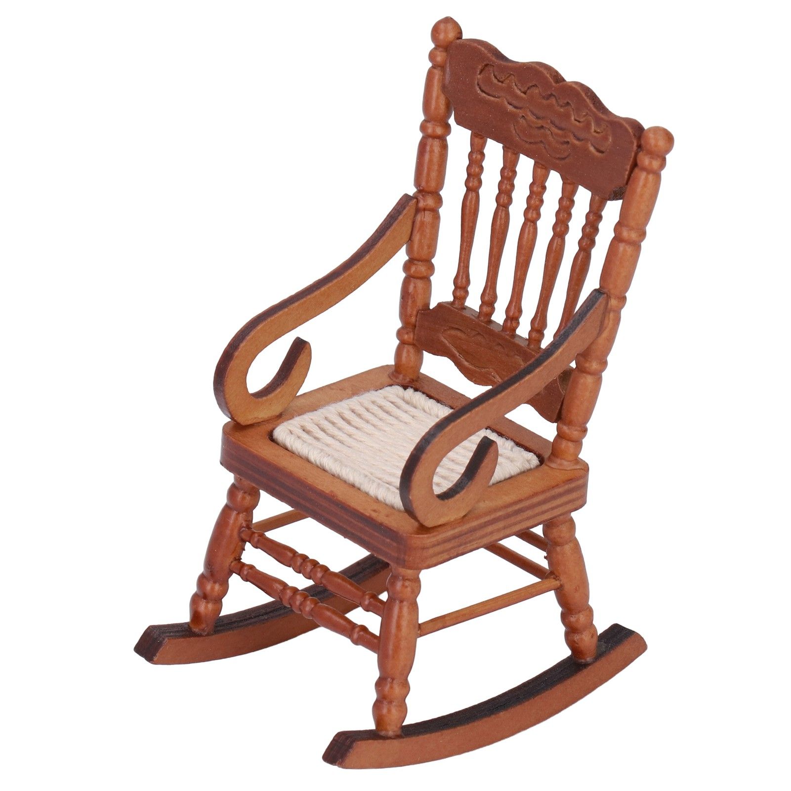 Dollhouse Miniature Chair Exquisite Details Bright Color Miniature Dollhouse Wooden Furniture for 1:12 DollhouseBrown - Image 1