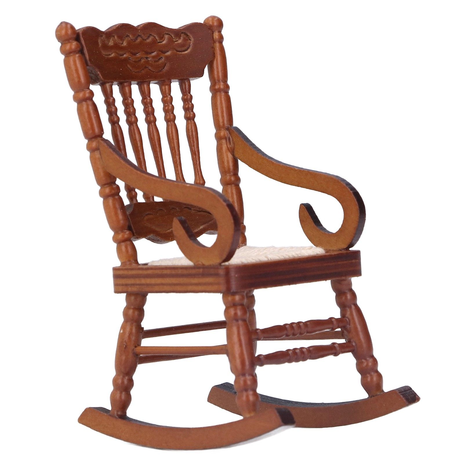 Dollhouse Miniature Chair Exquisite Details Bright Color Miniature Dollhouse Wooden Furniture for 1:12 DollhouseBrown - Image 2