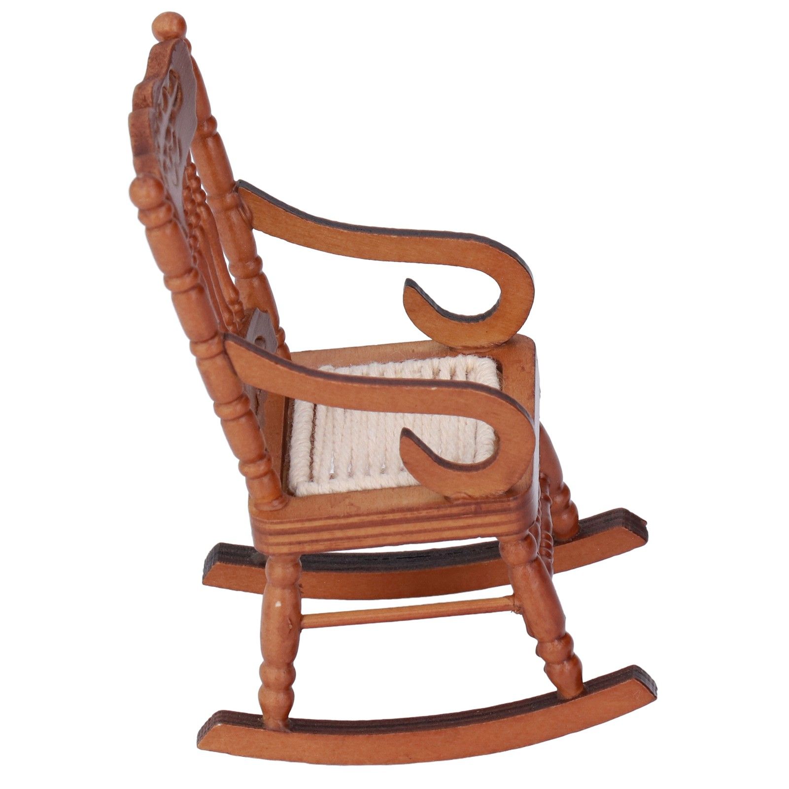 Dollhouse Miniature Chair Exquisite Details Bright Color Miniature Dollhouse Wooden Furniture for 1:12 DollhouseBrown - Image 3