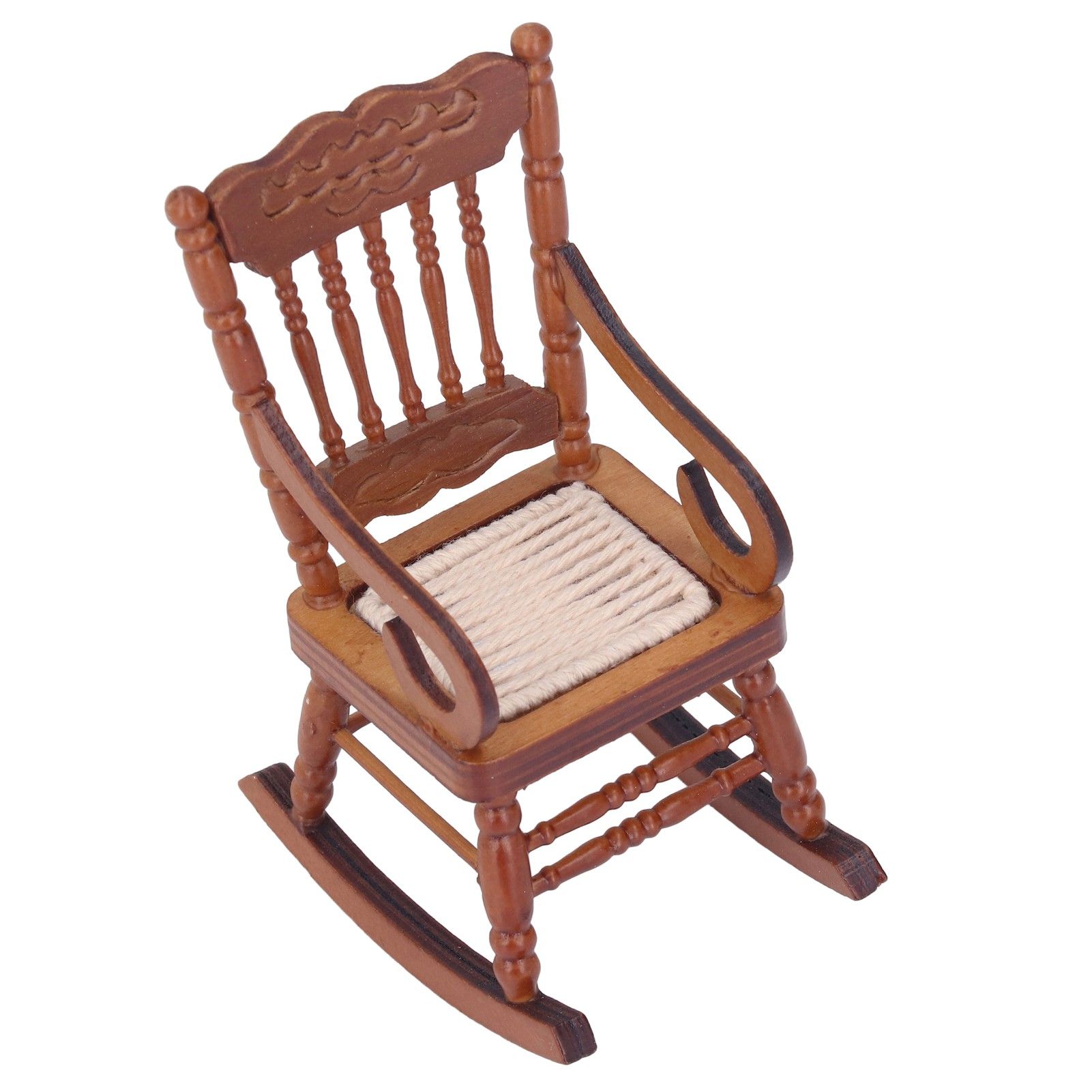 Dollhouse Miniature Chair Exquisite Details Bright Color Miniature Dollhouse Wooden Furniture for 1:12 DollhouseBrown - Image 4