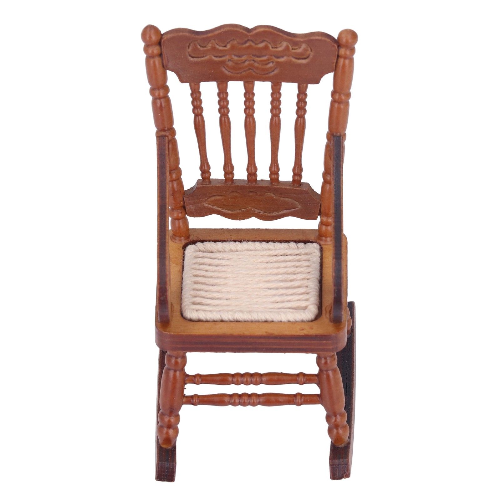 Dollhouse Miniature Chair Exquisite Details Bright Color Miniature Dollhouse Wooden Furniture for 1:12 DollhouseBrown - Image 5
