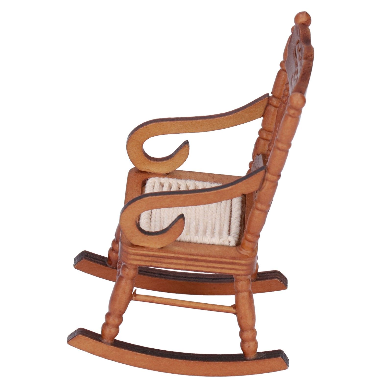 Dollhouse Miniature Chair Exquisite Details Bright Color Miniature Dollhouse Wooden Furniture for 1:12 DollhouseBrown - Image 7