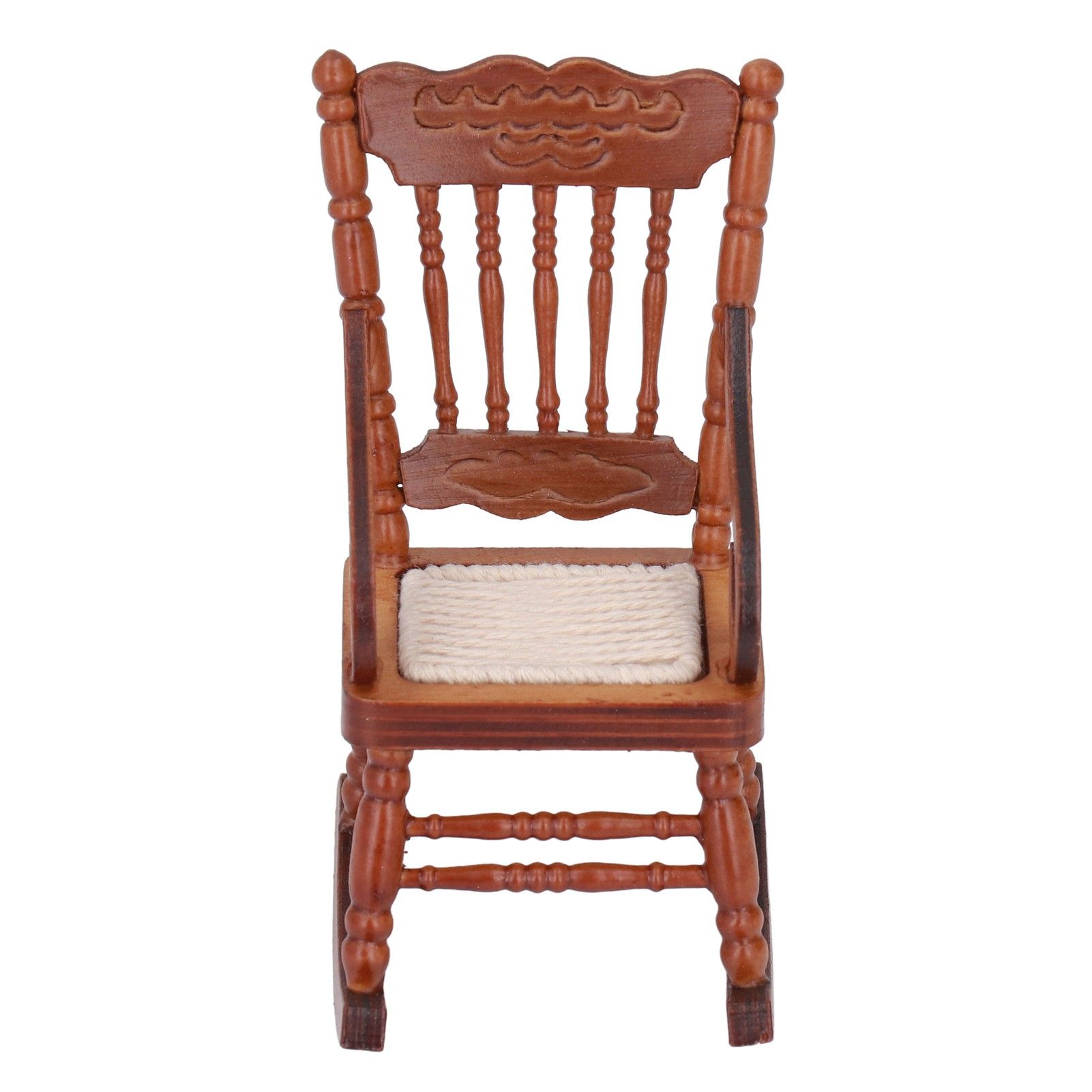 Dollhouse Miniature Chair Exquisite Details Bright Color Miniature Dollhouse Wooden Furniture for 1:12 DollhouseBrown - Image 8