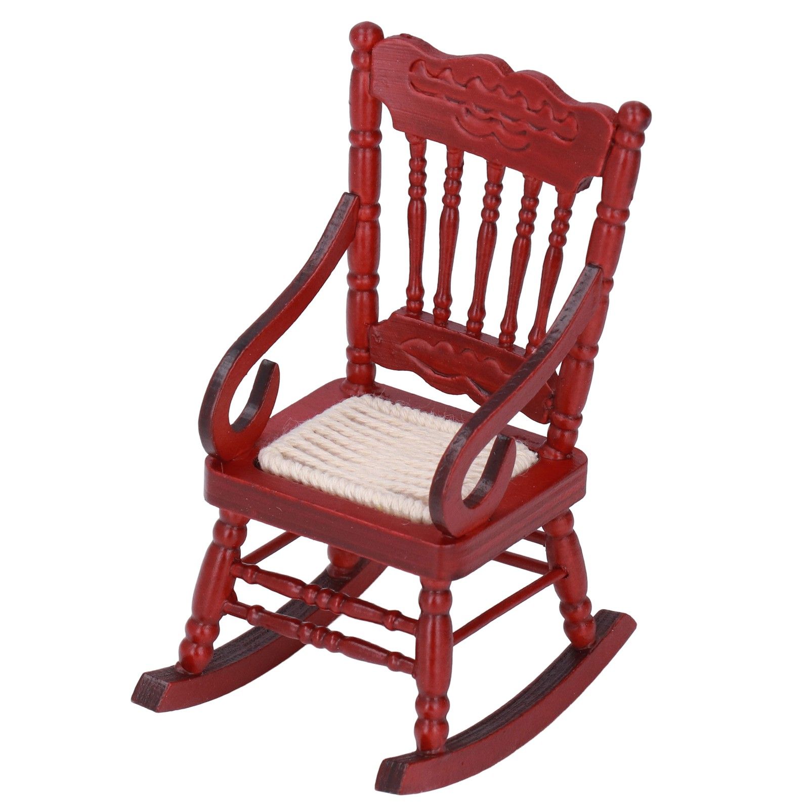 Dollhouse Miniature Chair Exquisite Details Bright Color Miniature Dollhouse Wooden Furniture for 1:12 DollhouseMahogany Color - Image 1