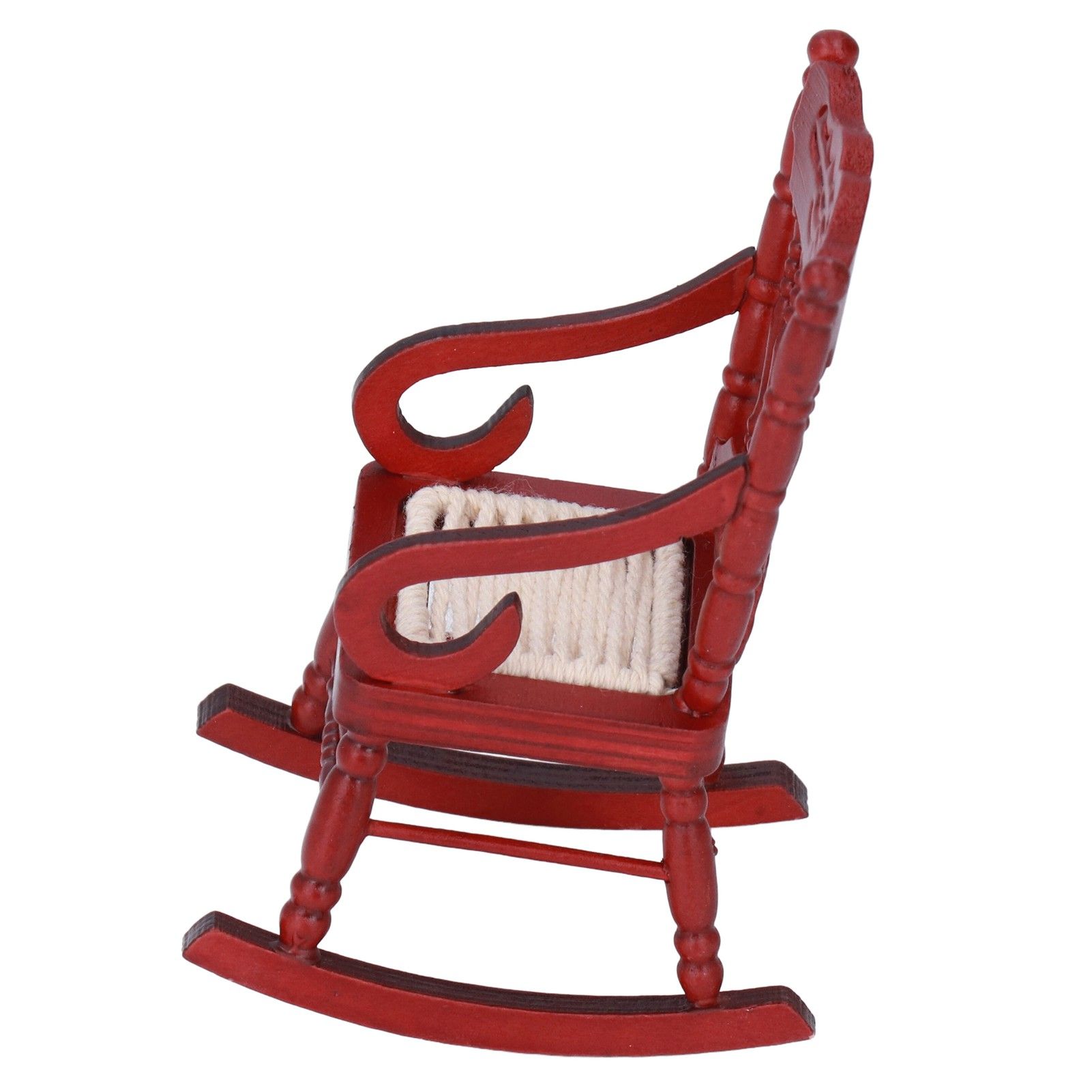 Dollhouse Miniature Chair Exquisite Details Bright Color Miniature Dollhouse Wooden Furniture for 1:12 DollhouseMahogany Color - Image 2